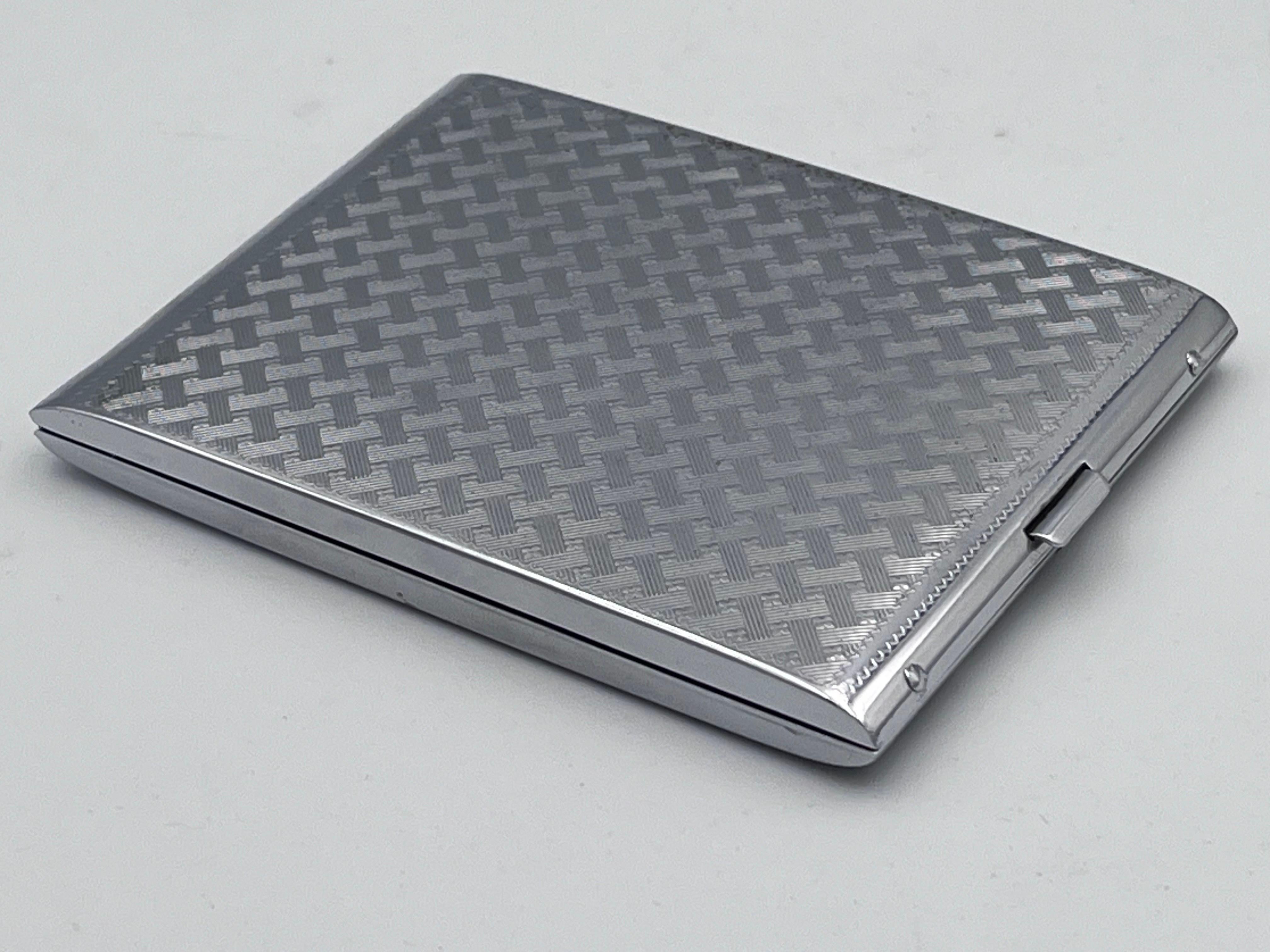 Rare 1930s Art Deco Evans Chrome & Enamel Cigarette Case and Matching Ligher Set For Sale 11