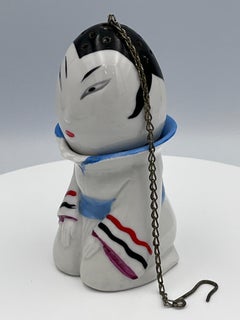 Rare 1930s Art Deco German Porcelain Orientalist Style Figural Tea Strainer