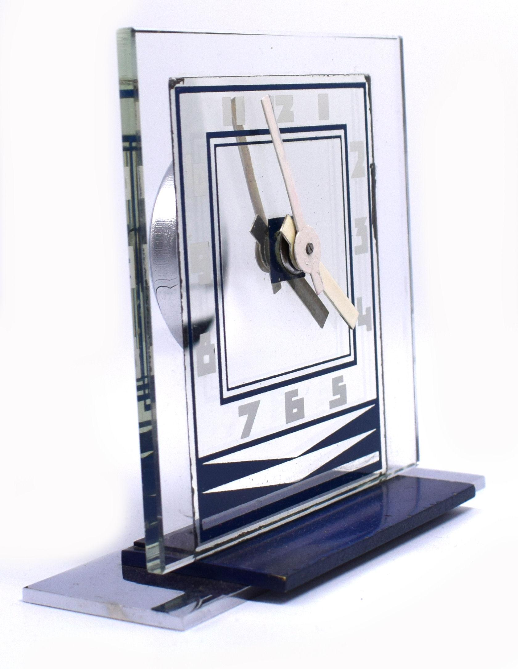 Bronze Rare 1930s Art Deco Modernist Alarm Clock by ATO