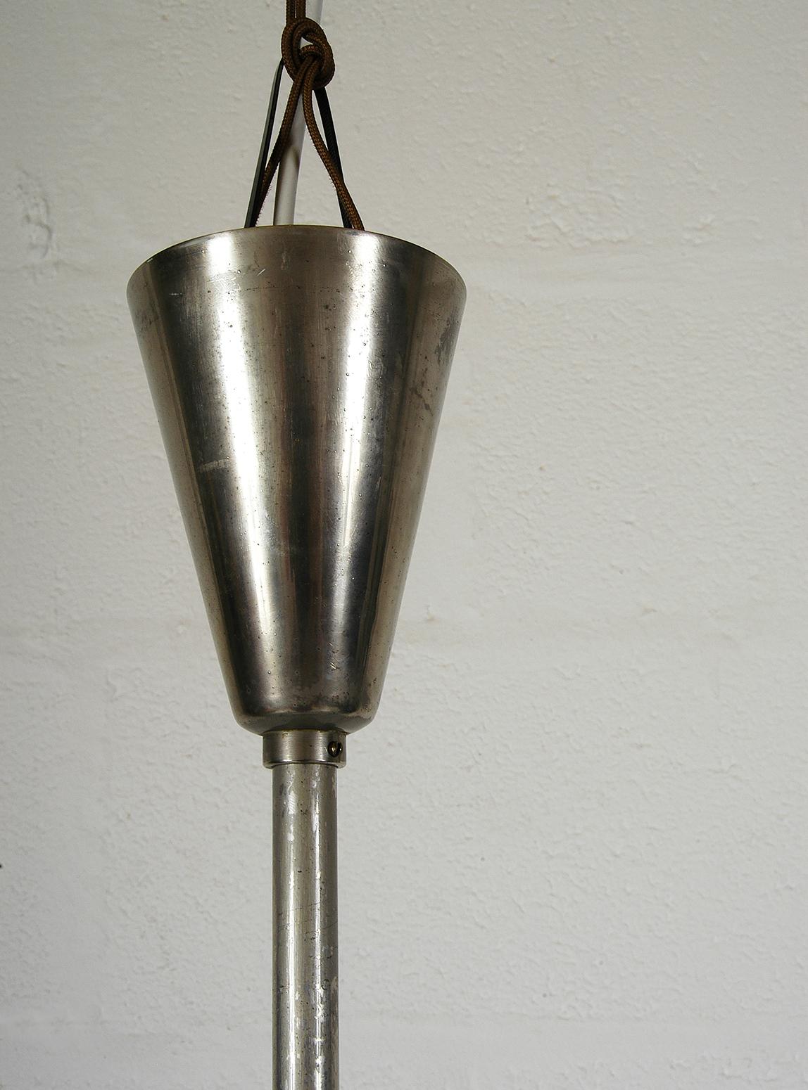 English Rare 1930s Bauhaus Glass Ball Pendant Light by A.B Read for Troughton & Young For Sale