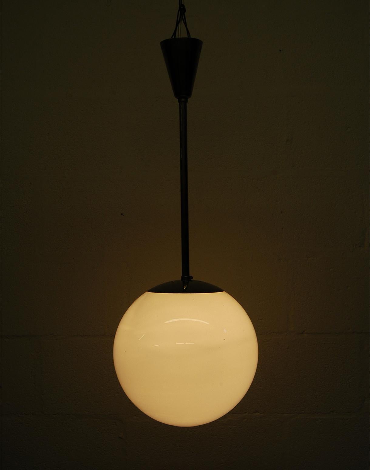 20th Century Rare 1930s Bauhaus Glass Ball Pendant Light by A.B Read for Troughton & Young For Sale