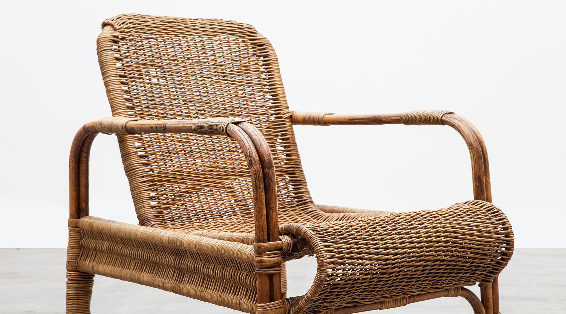 Rare 1930s Brown Cane Chair by Erich Dieckmann 5