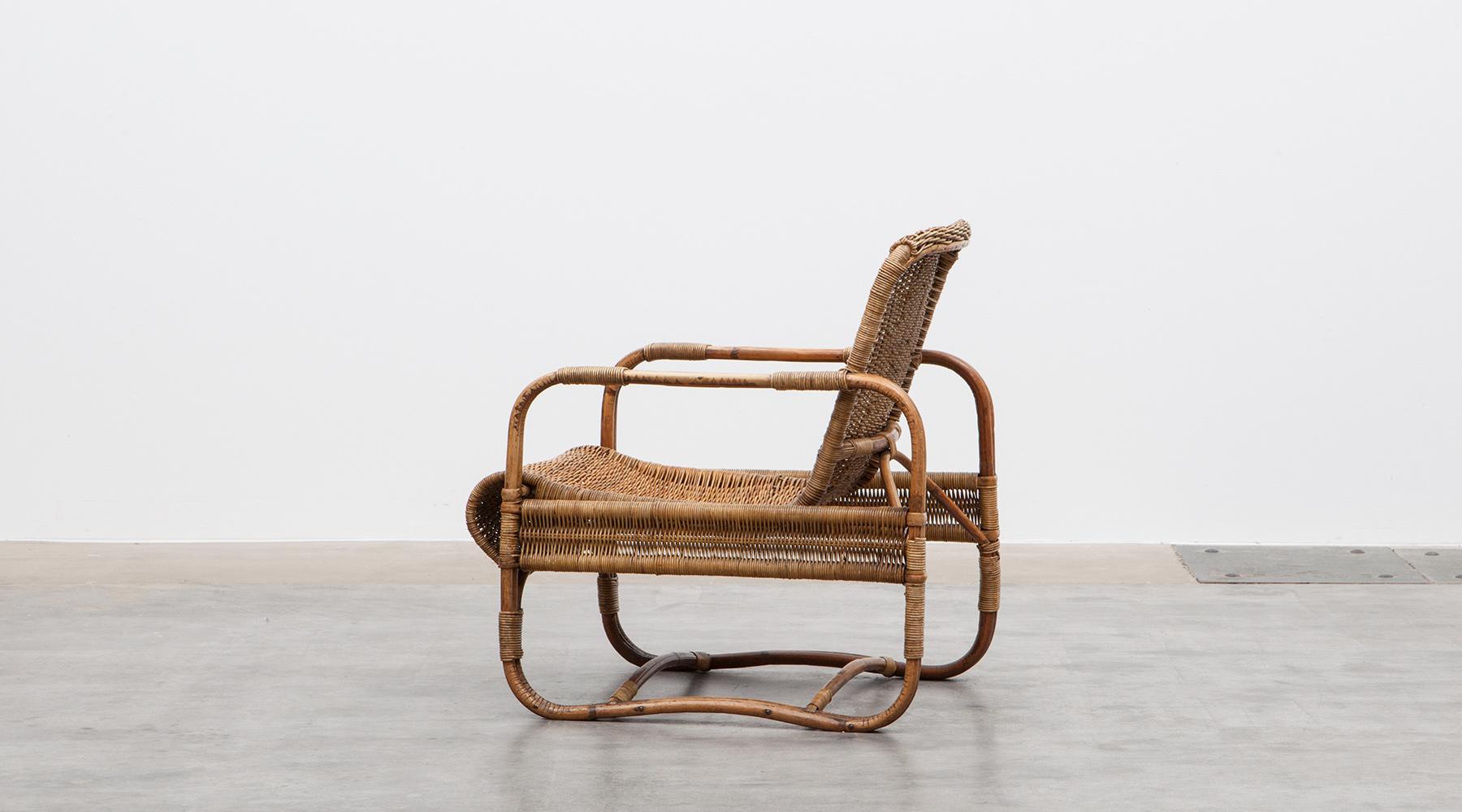 Bauhaus Rare 1930s Brown Cane Chair by Erich Dieckmann