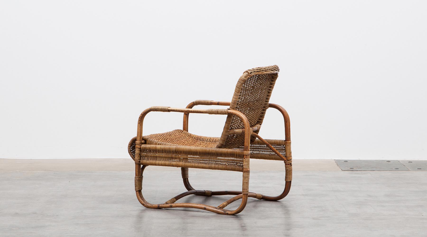 German Rare 1930s Brown Cane Chair by Erich Dieckmann