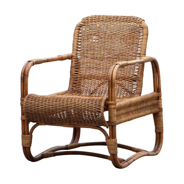 Rare 1930s Brown Cane Chair by Erich Dieckmann
