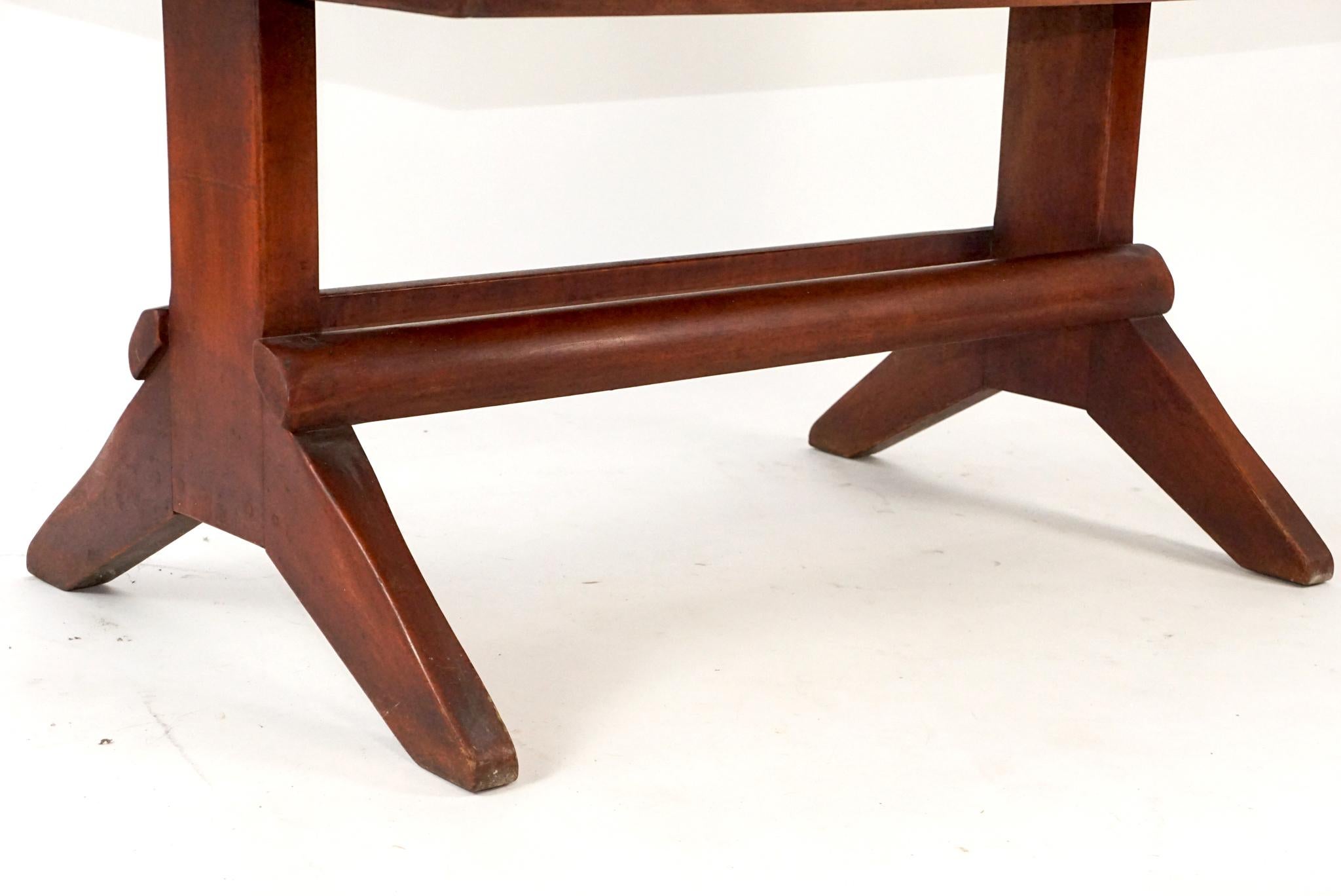American Rare 1930s Cushman Colonial Creations Trestle Dining Table by Herman De Vries