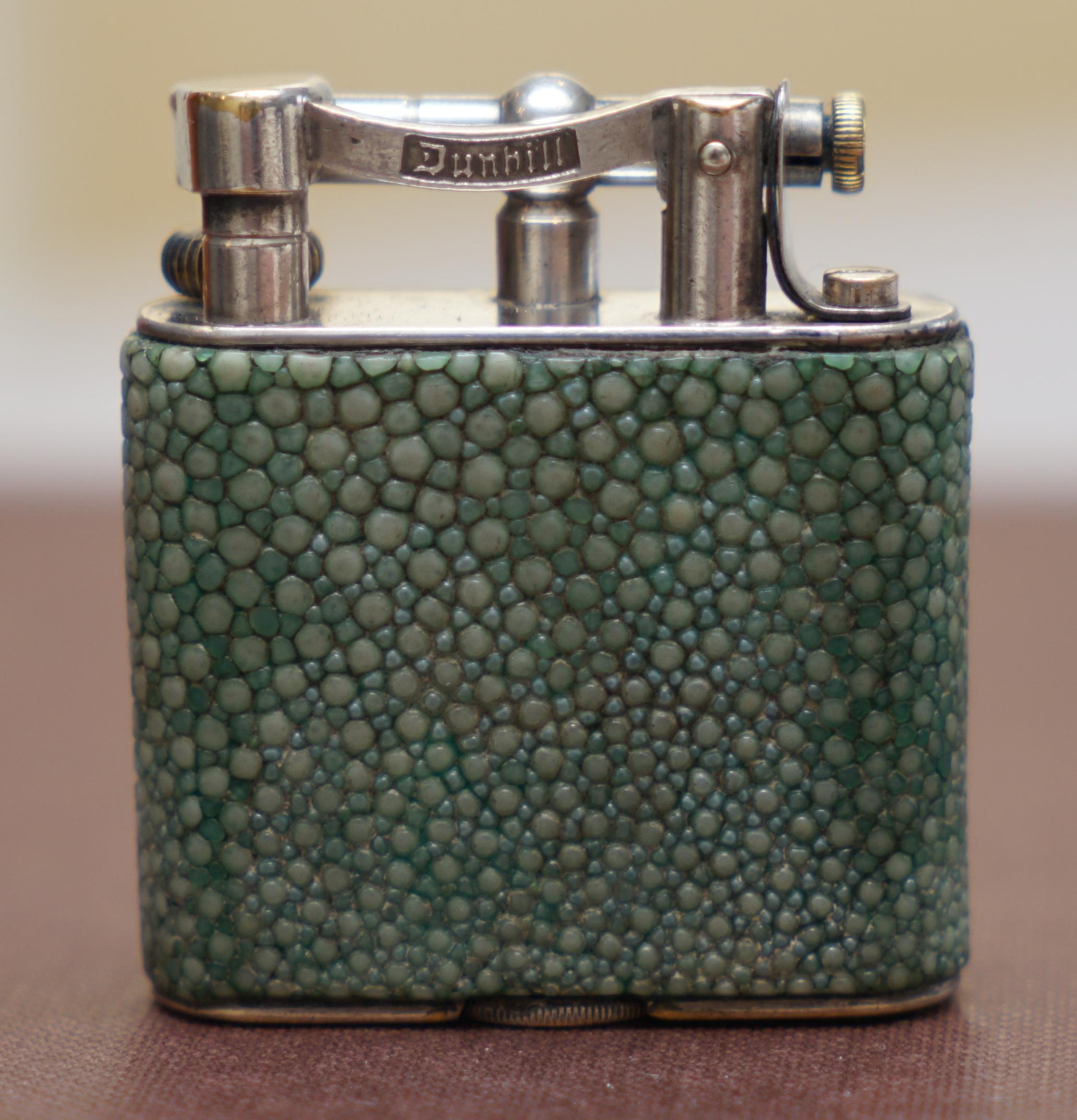 English Rare 1930s Dunhill Shagreen Lighter Pat No 390107 Made in England Art Deco Era