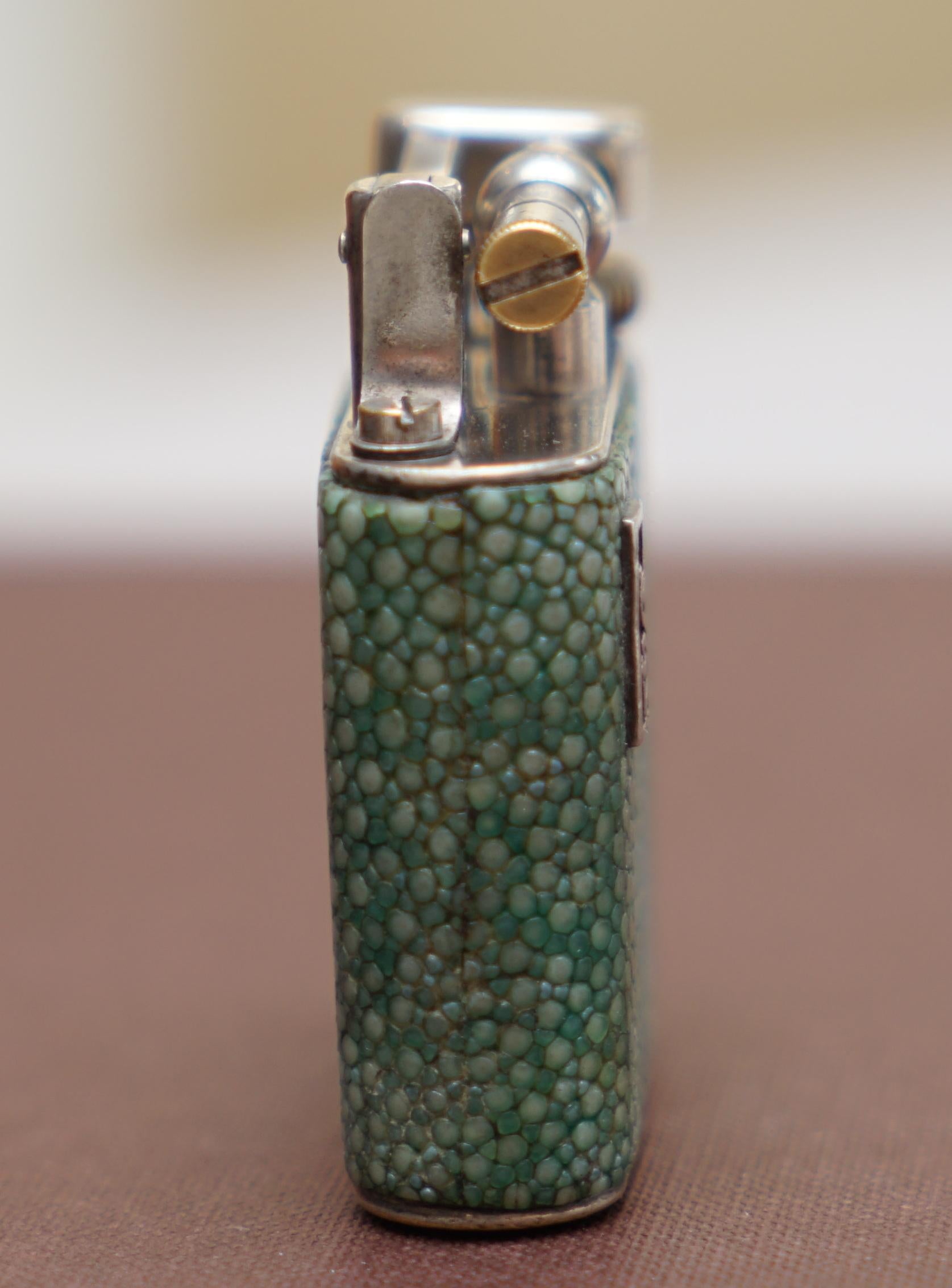 Hand-Crafted Rare 1930s Dunhill Shagreen Lighter Pat No 390107 Made in England Art Deco Era