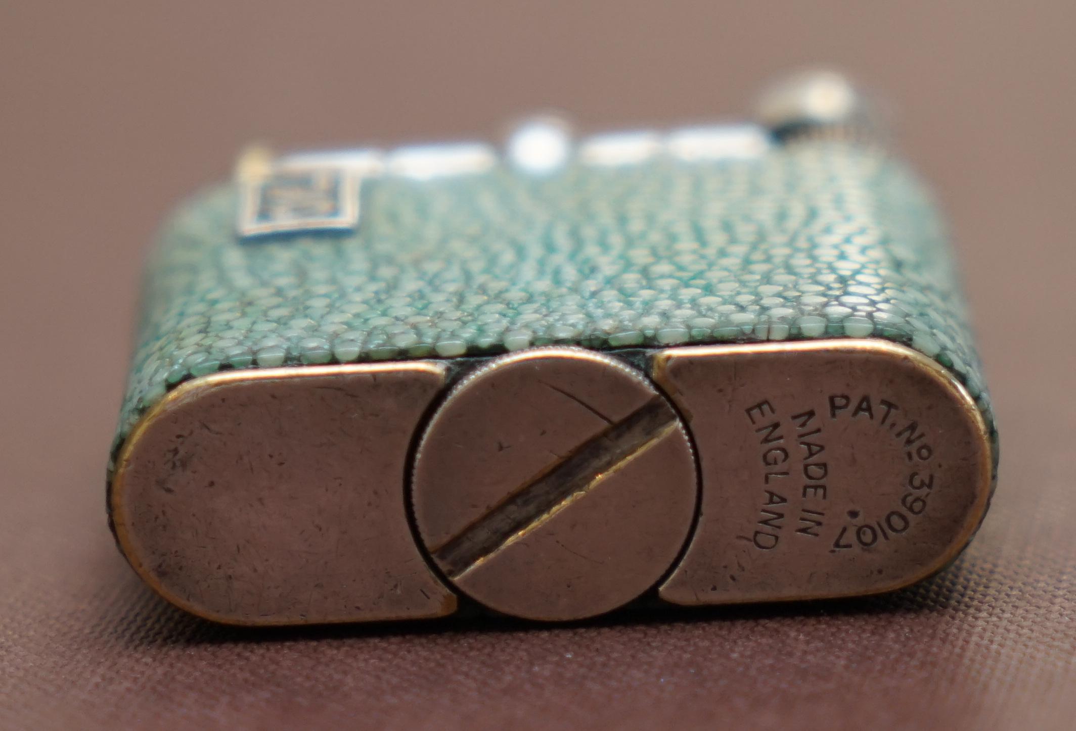 Mid-20th Century Rare 1930s Dunhill Shagreen Lighter Pat No 390107 Made in England Art Deco Era