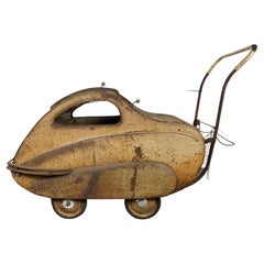 Rare plaid futuriste, déco, Streamline Baby Buggy/ Stroller/ Perambulator des années 1930