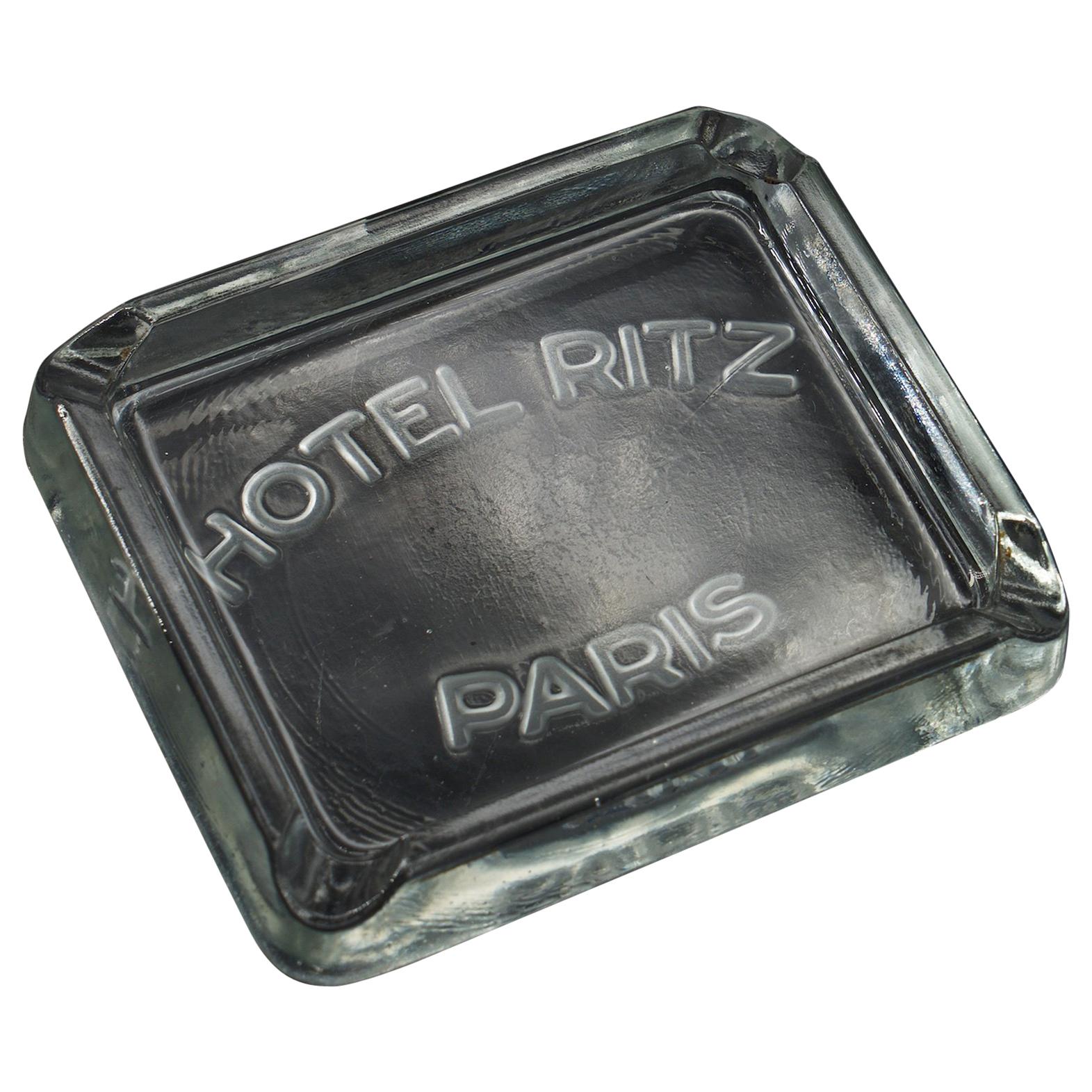 Rare 1930s Hotel Ritz Paris molded Glass Cigarette Ashtray Luxury Relic Chanel
