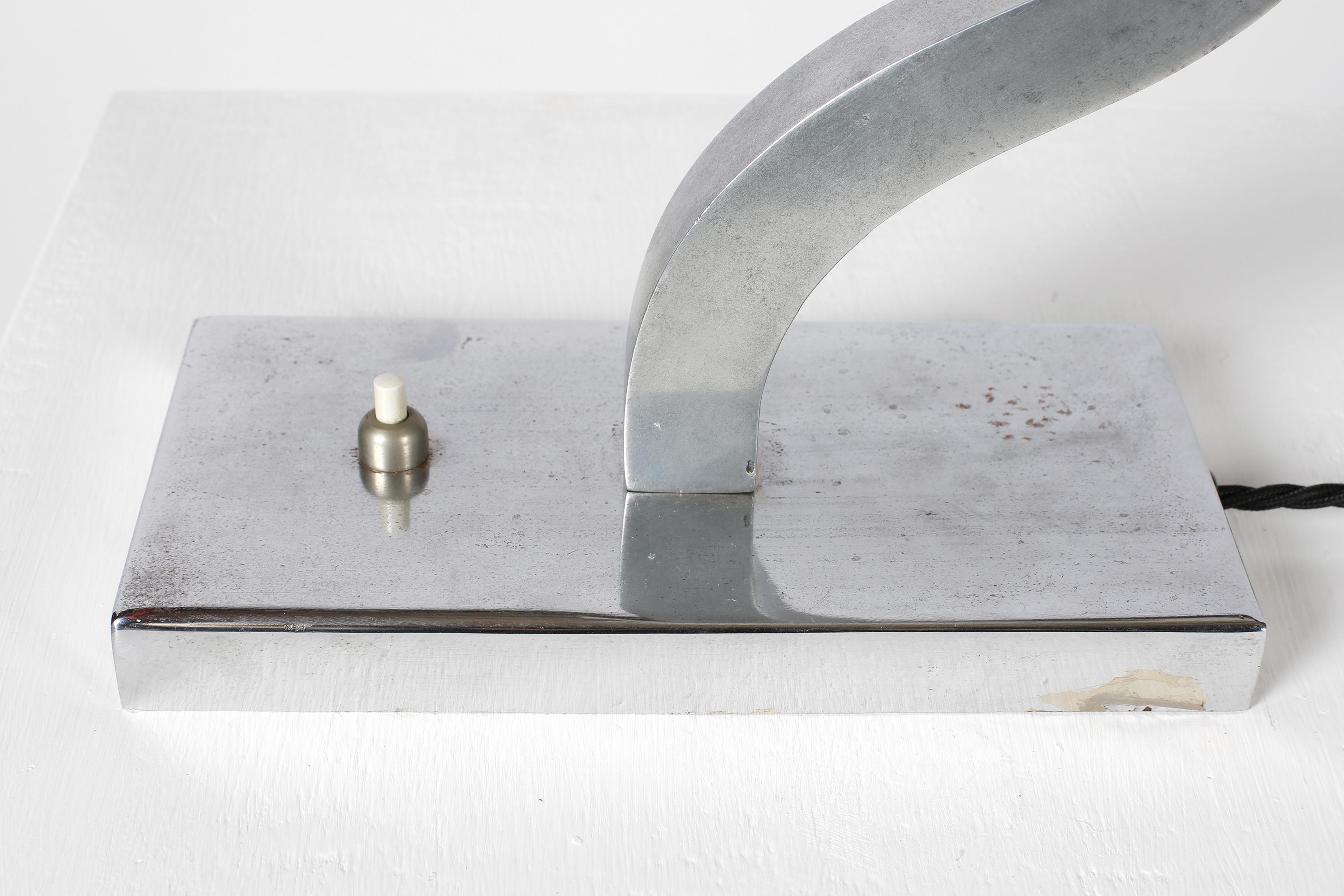 Rare 1930s Italian Chrome Plated Free Form Modernist Table Lamp 2