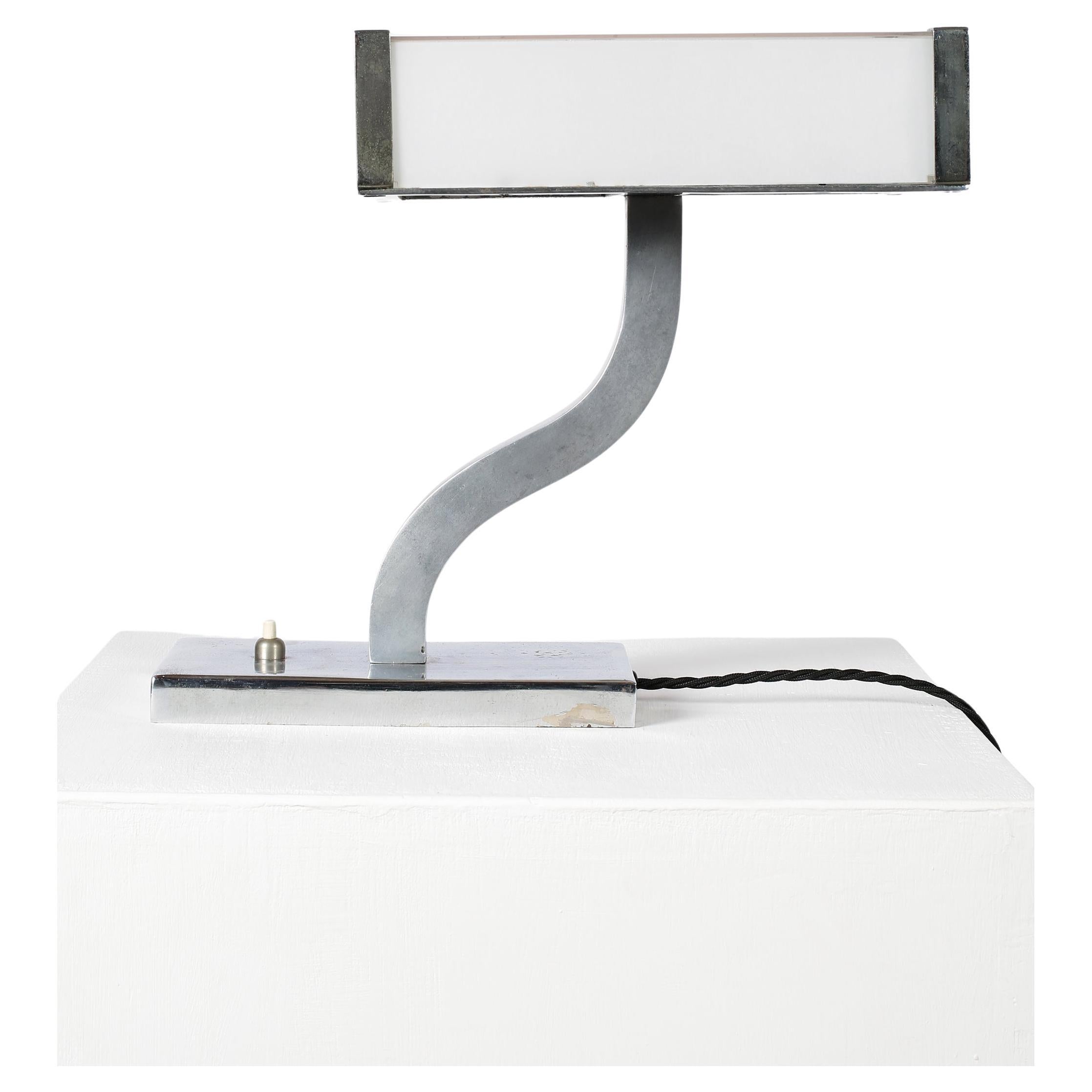 Rare 1930s Italian Chrome Plated Free Form Modernist Table Lamp