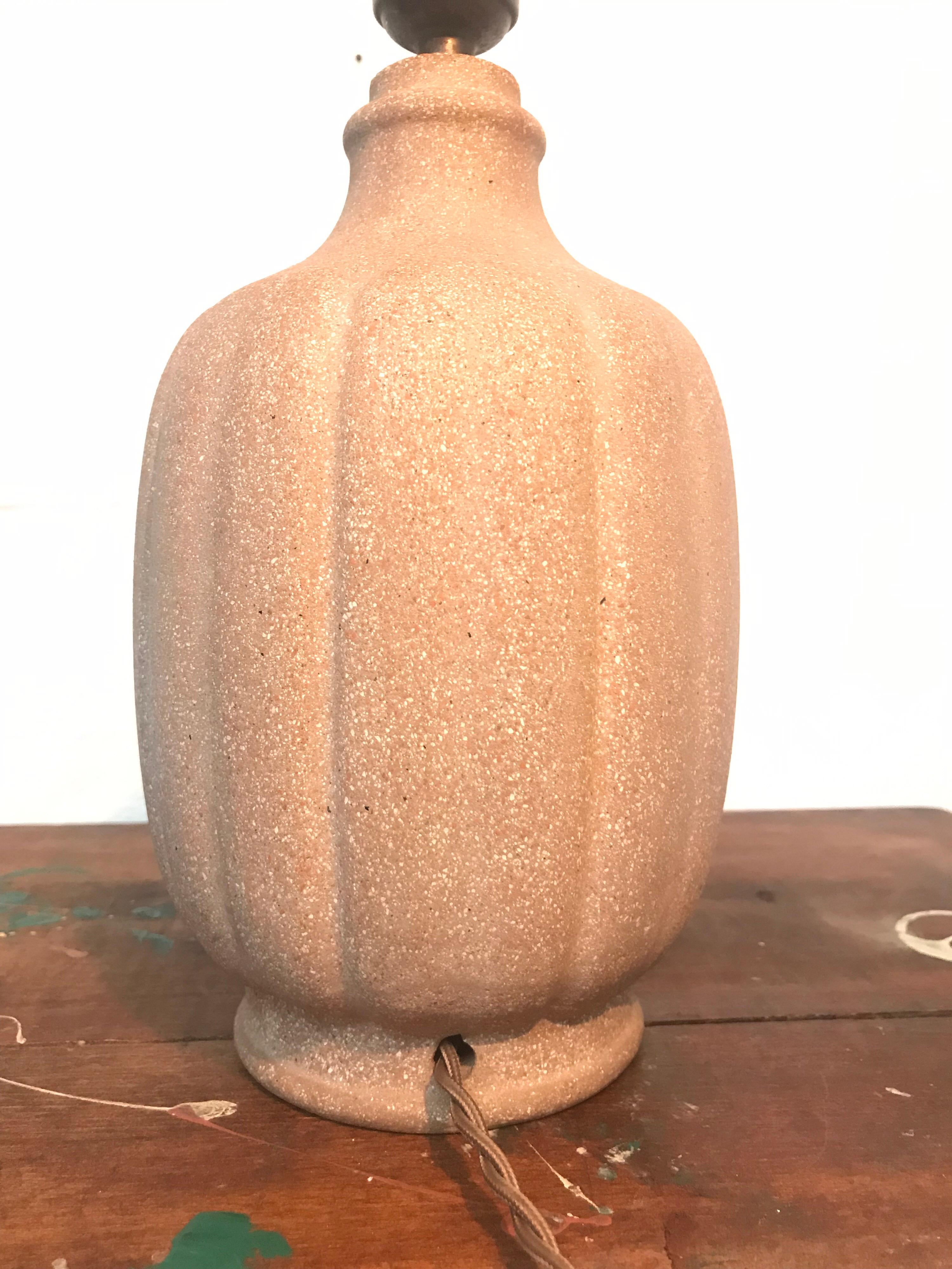 Hand-Carved Rare 1930s Just Andersen Table Lamp in Sandstone