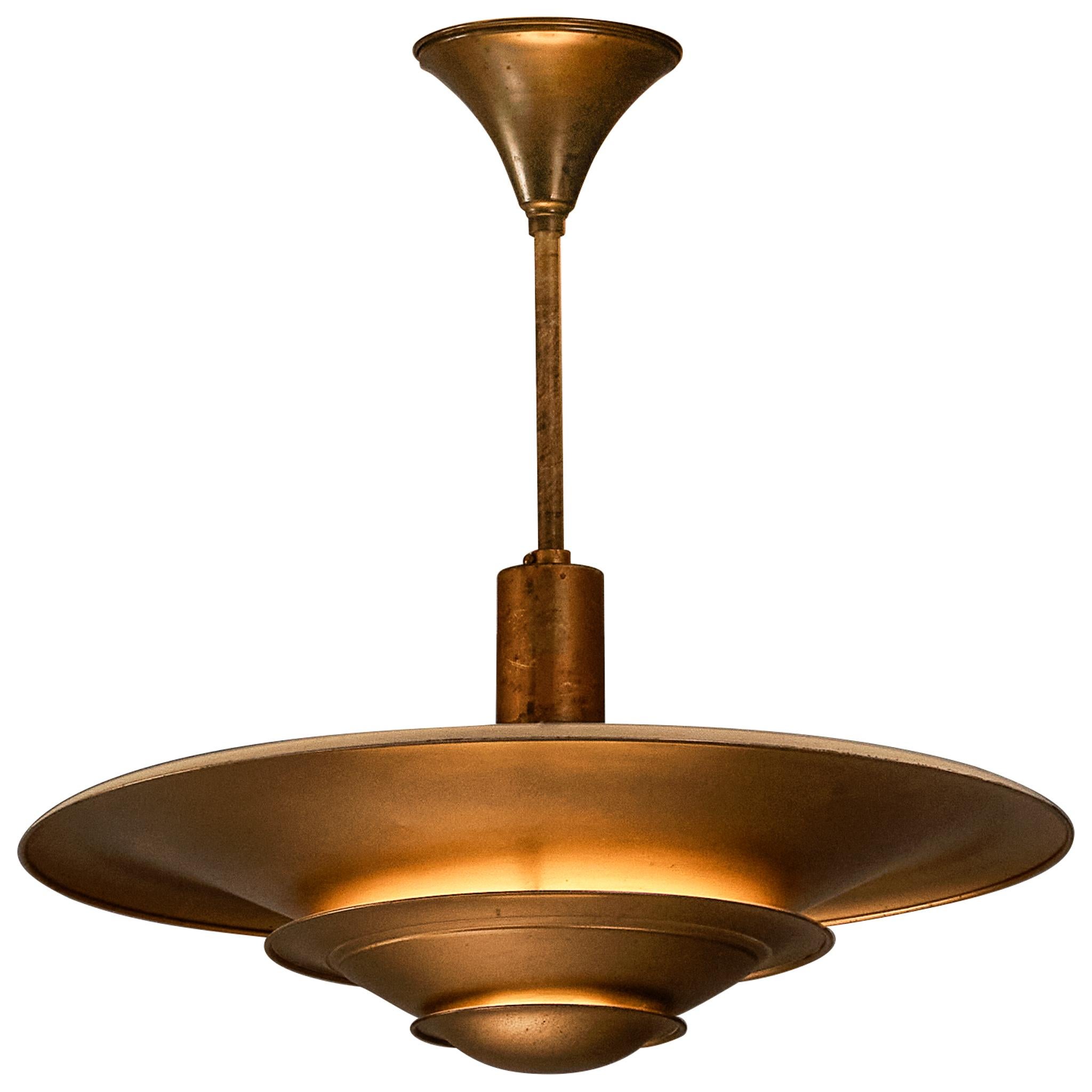 Rara plafoniera Louis Poulsen degli anni '30 in metallo verniciato bronzo in vendita
