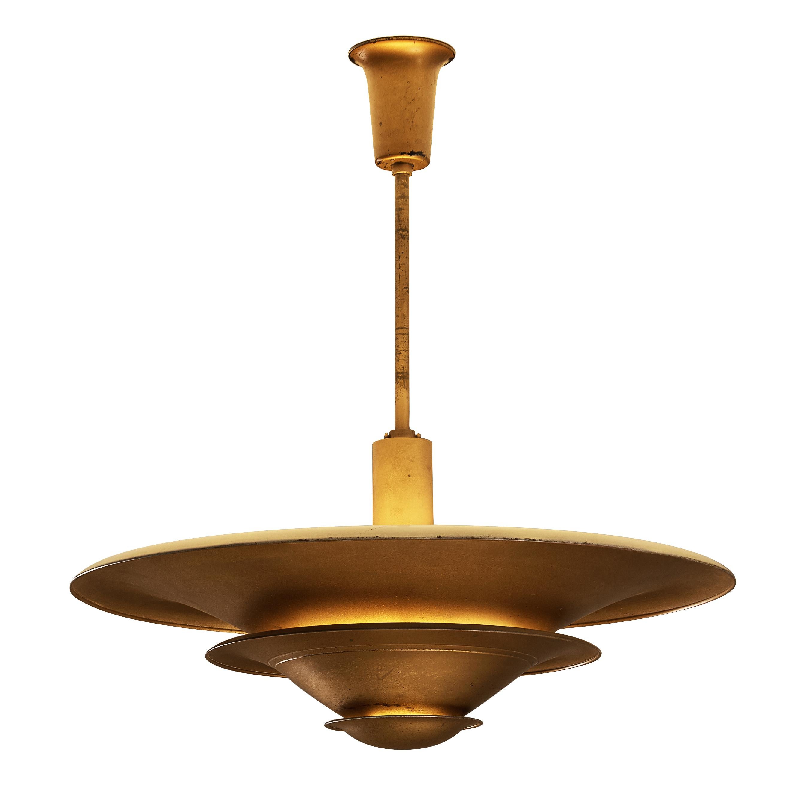 Rare 1930s Louis Poulsen Ceiling Light in Bronze Painted Metal