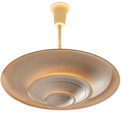 Rare 1930s Louis Poulsen Ceiling Light in Off-White Lacquered Copper