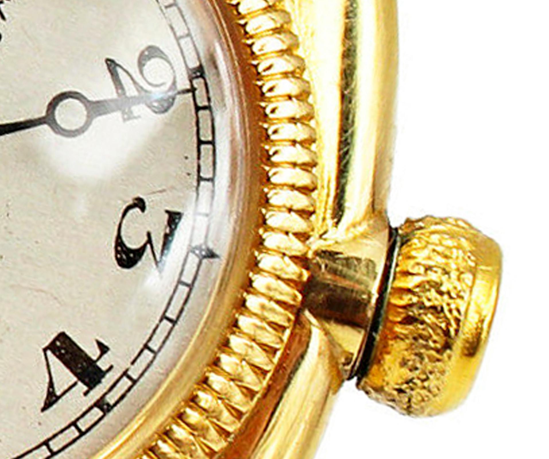 Rare 1930s Rolex Oyster Officers 18 KT Yellow Gold Cushion Shaped Wristwatch In Good Condition In New york, NY