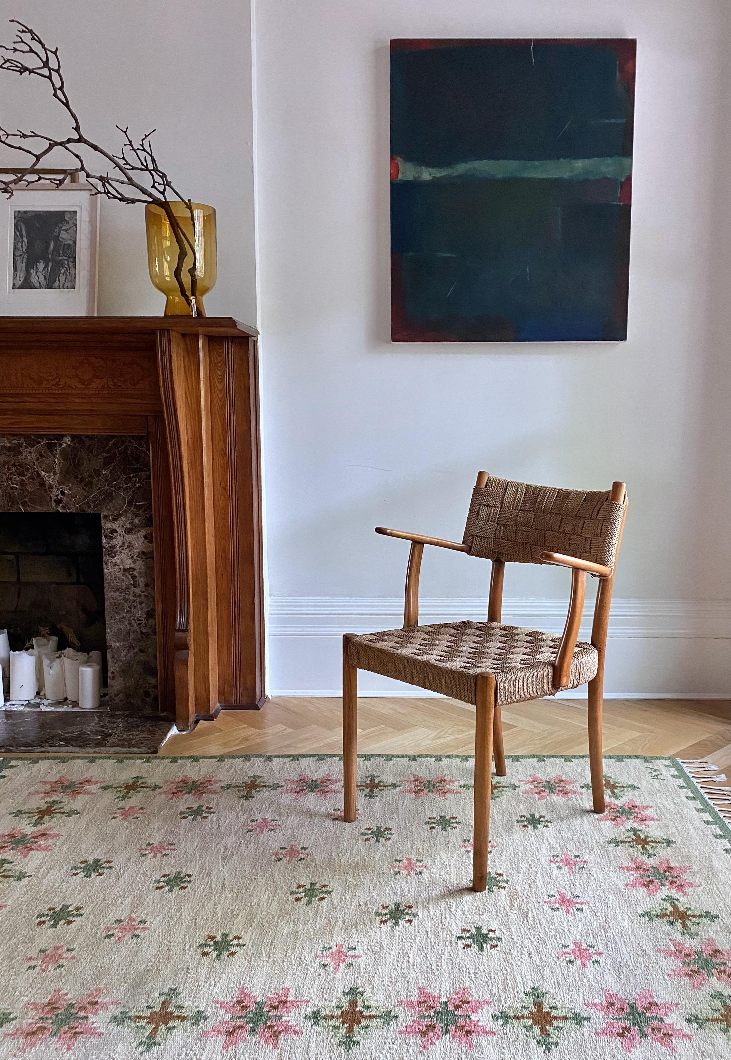 Rare 1930's Rope Chair Model 1570 by Karl Schrøder for Fritz Hansen 3