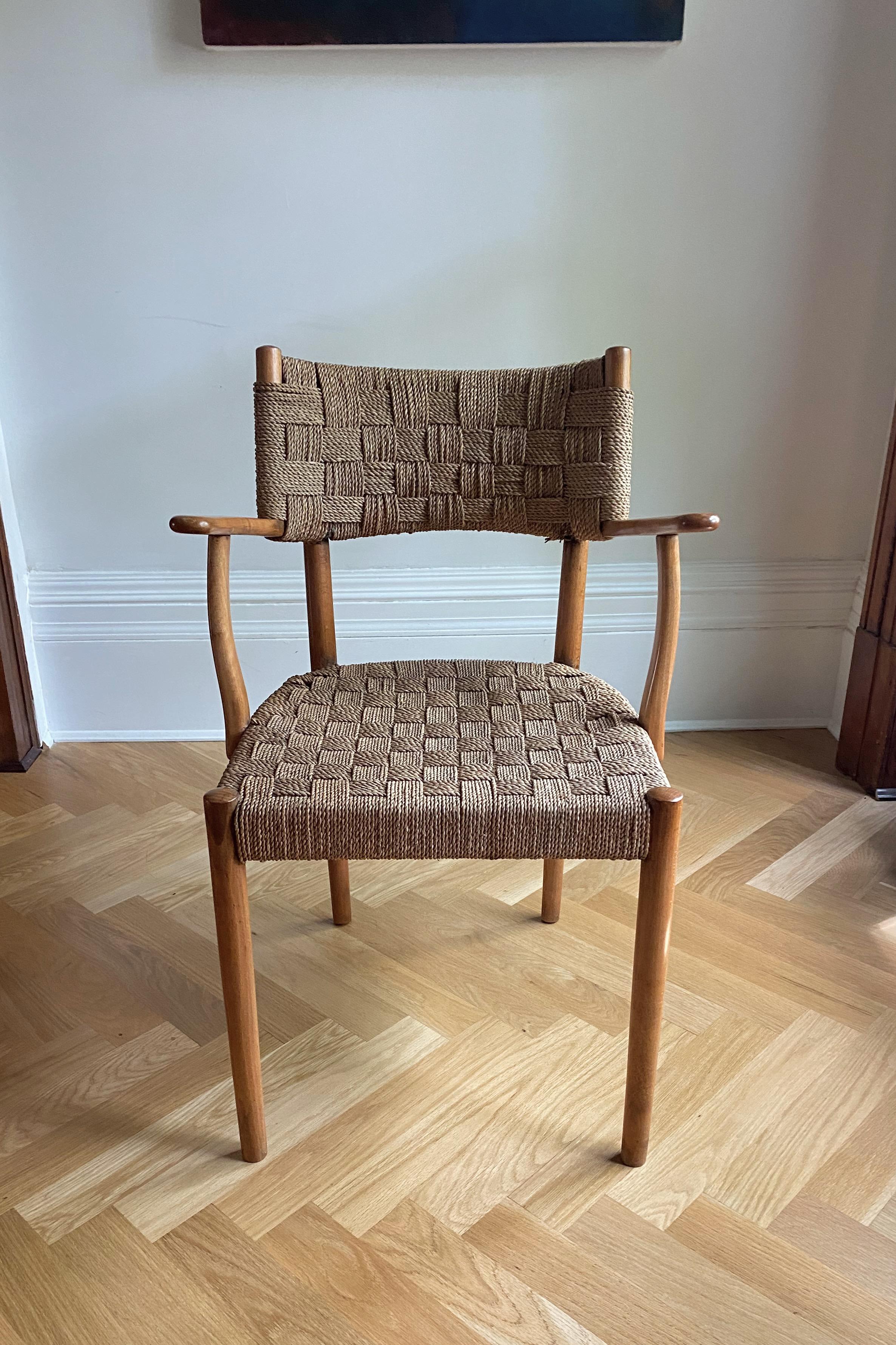 Scandinavian Modern Rare 1930's Rope Chair Model 1570 by Karl Schrøder for Fritz Hansen