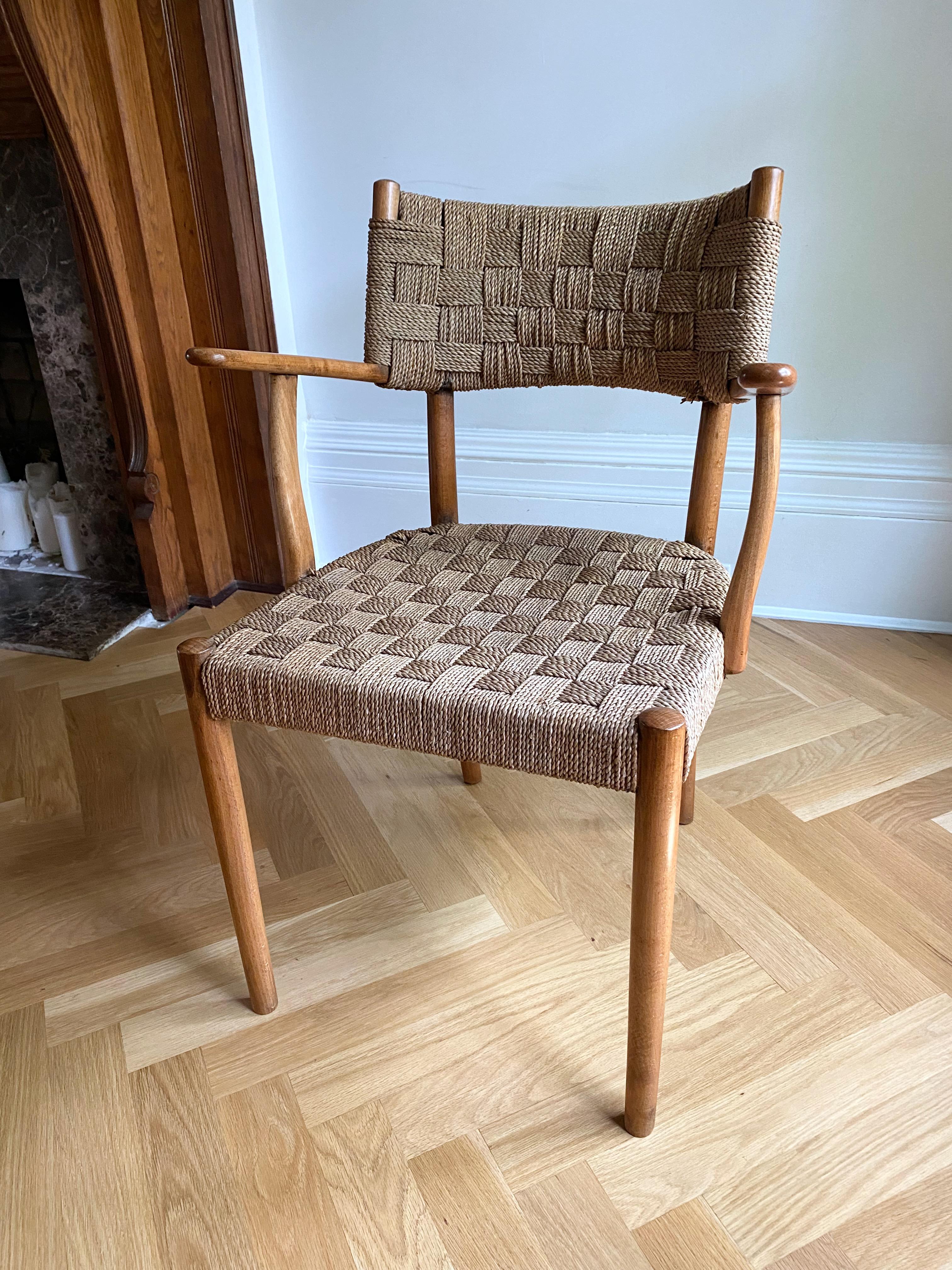 Danish Rare 1930's Rope Chair Model 1570 by Karl Schrøder for Fritz Hansen