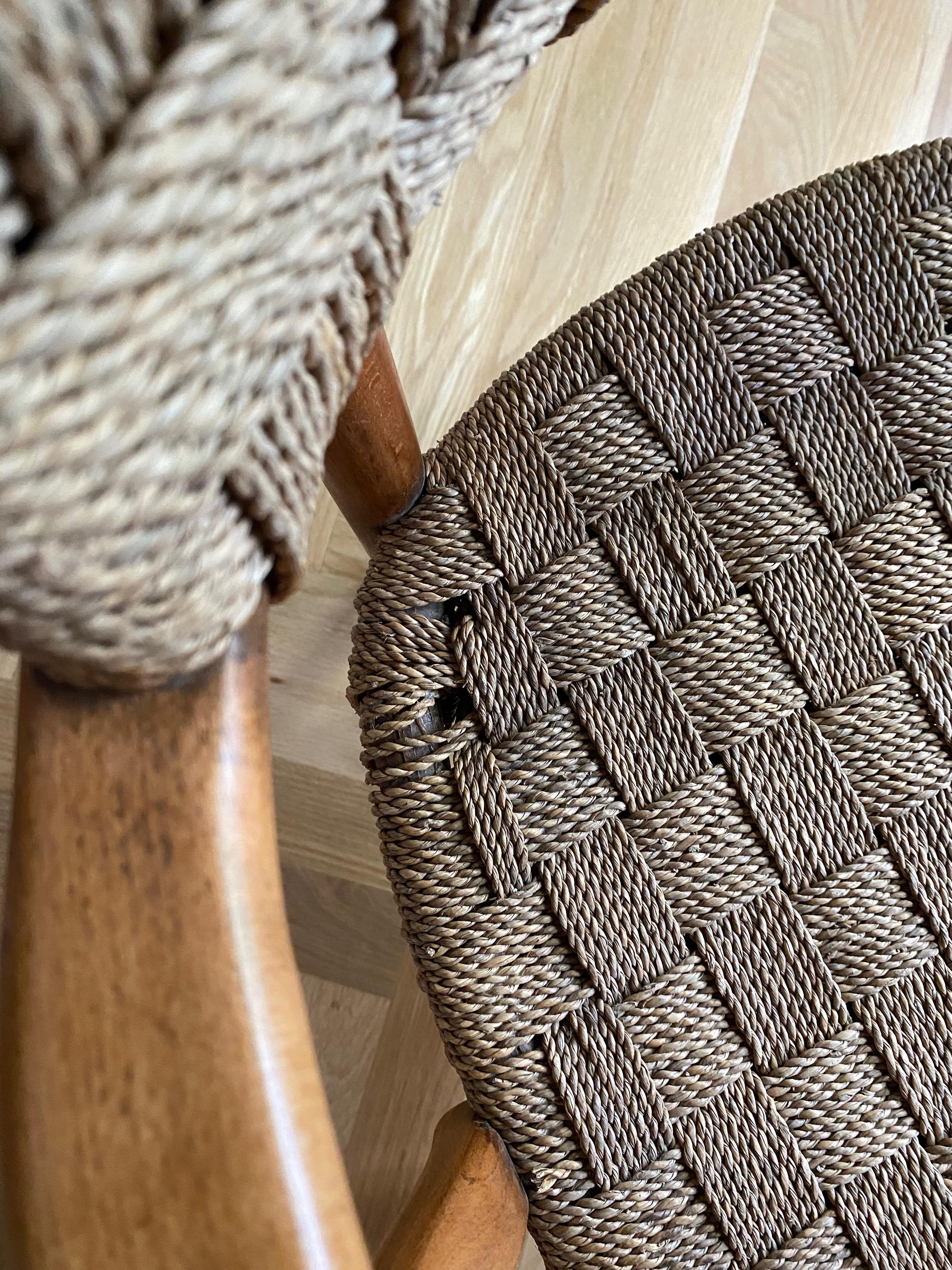 Stained Rare 1930's Rope Chair Model 1570 by Karl Schrøder for Fritz Hansen