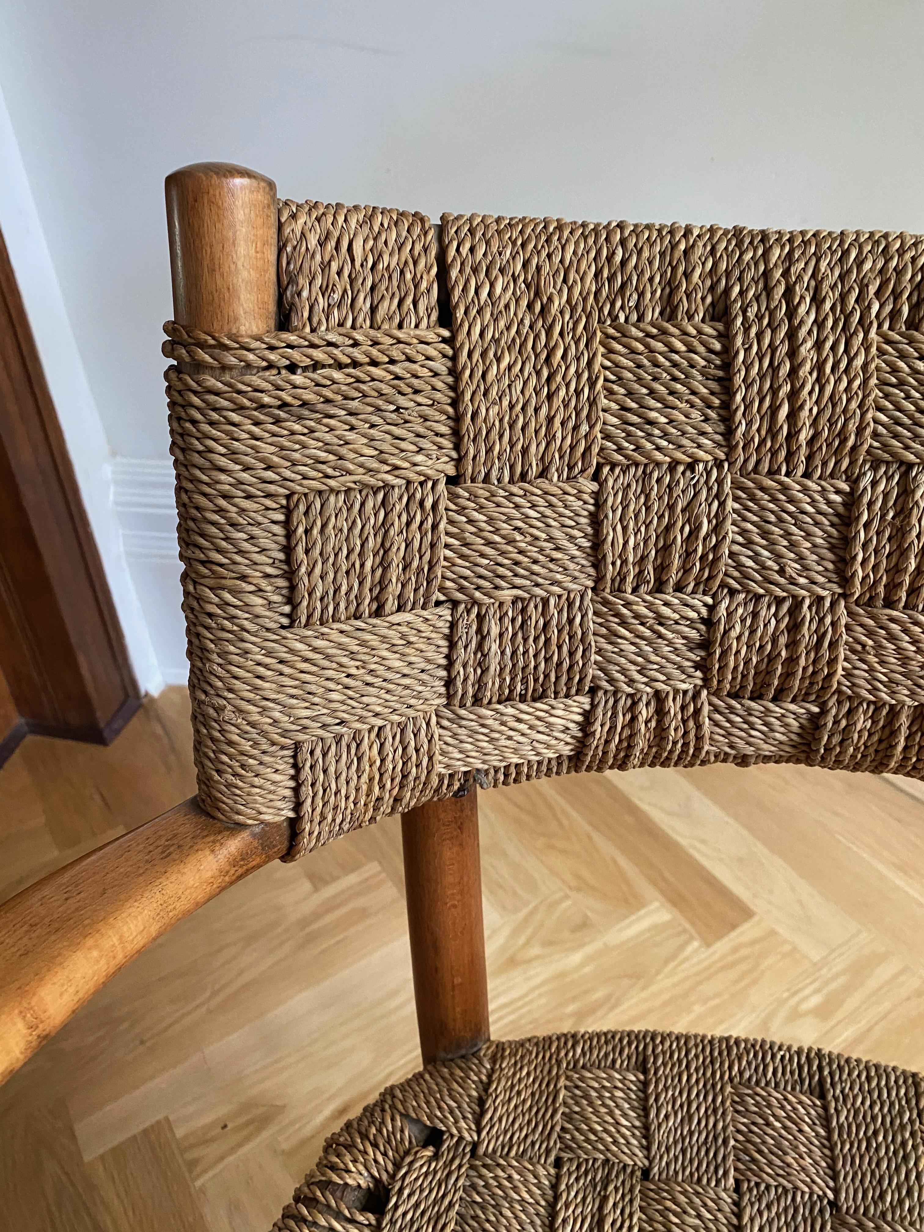 Rare 1930's Rope Chair Model 1570 by Karl Schrøder for Fritz Hansen In Good Condition In New York, NY