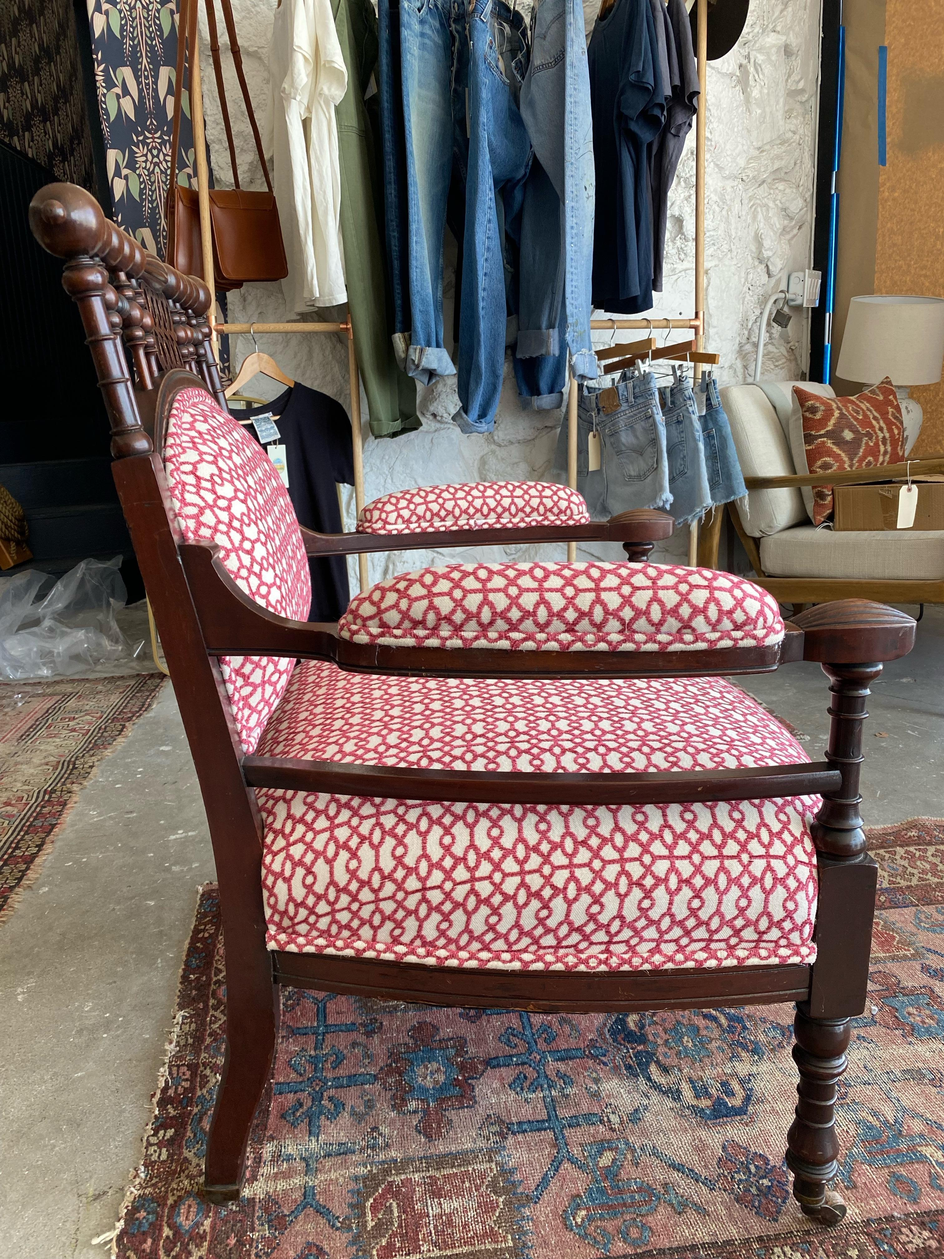 Wood Rare 1930's Spanish Style Rolling Armchair For Sale