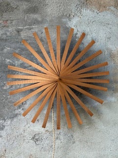 Rare 1930s Swedish Wall Lamp in Hand-Cut Pine