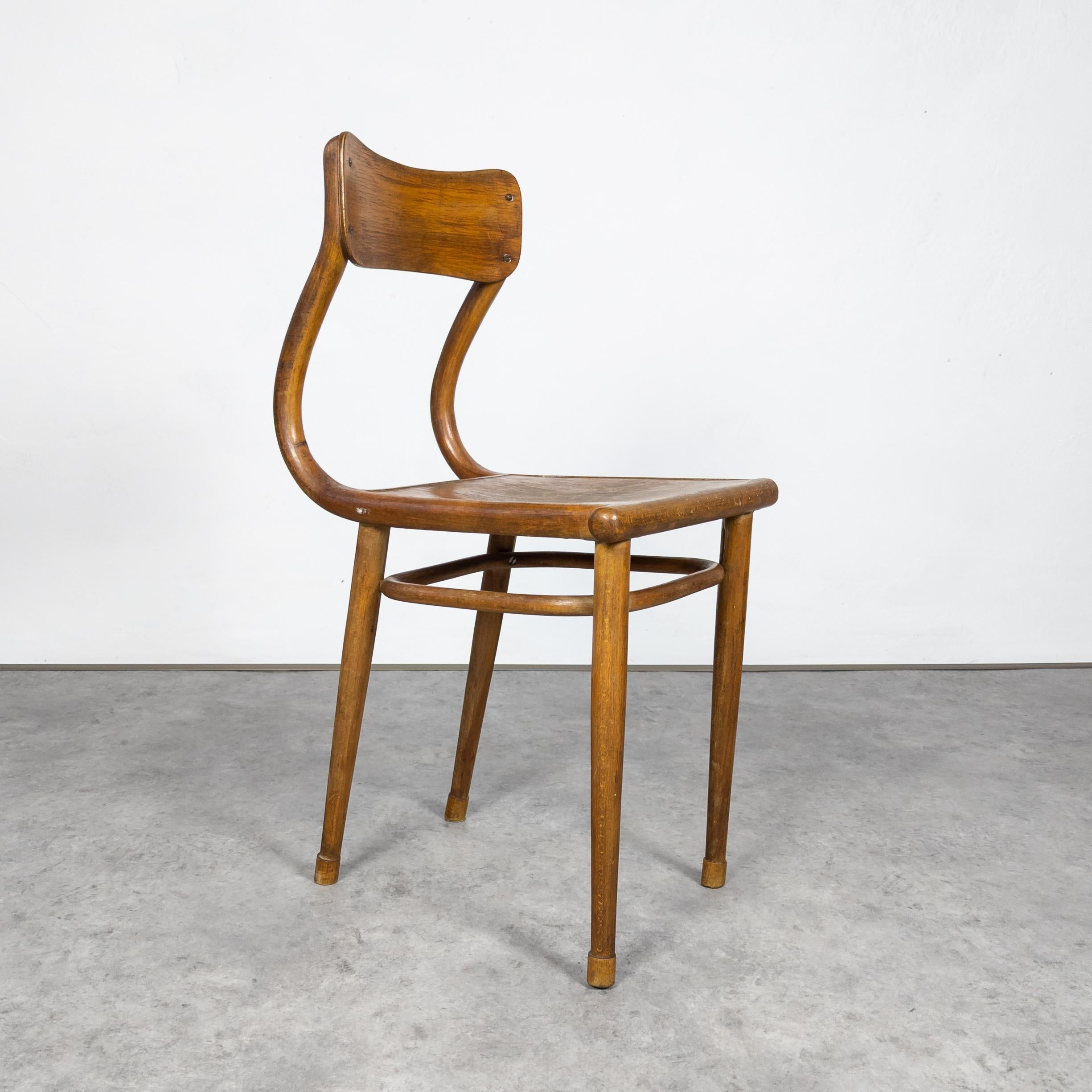Made of bent beech wood. Manufactured by Thonet Mundus in 1930's. This particular chair was being used in the offices of Koh-I-Noor factory in Budweis, Czechoslovakia. Labeled with Thonet factory trade mark. Rare collectors piece in good original