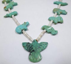 RARE 1930s Vintage Turquoise Large Fetish Necklace