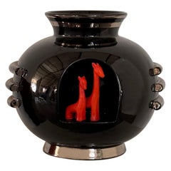Raro vaso in ceramica Art Deco Metafisica del 1935 di Marcello Fantoni per Deruta