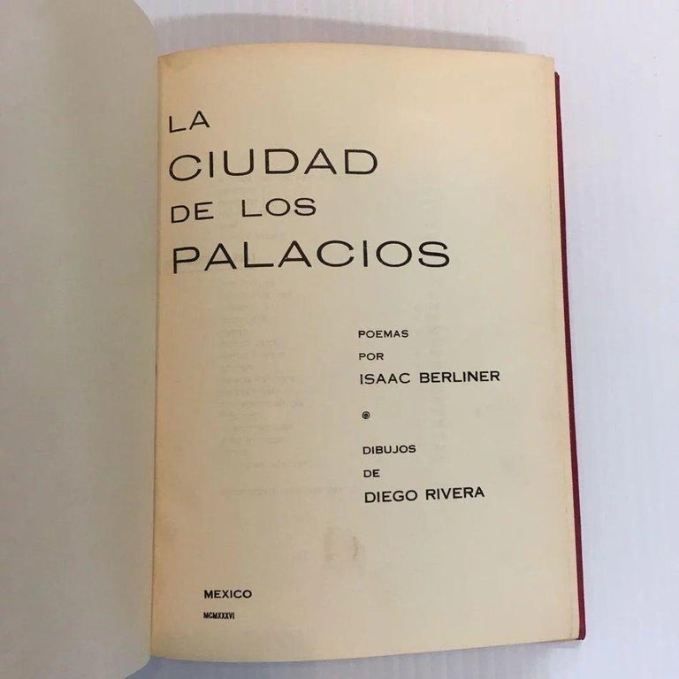 Mexican Rare 1936 Illustrated Diego Rivera Isaac Berliner Book City of Palaces Poetry For Sale