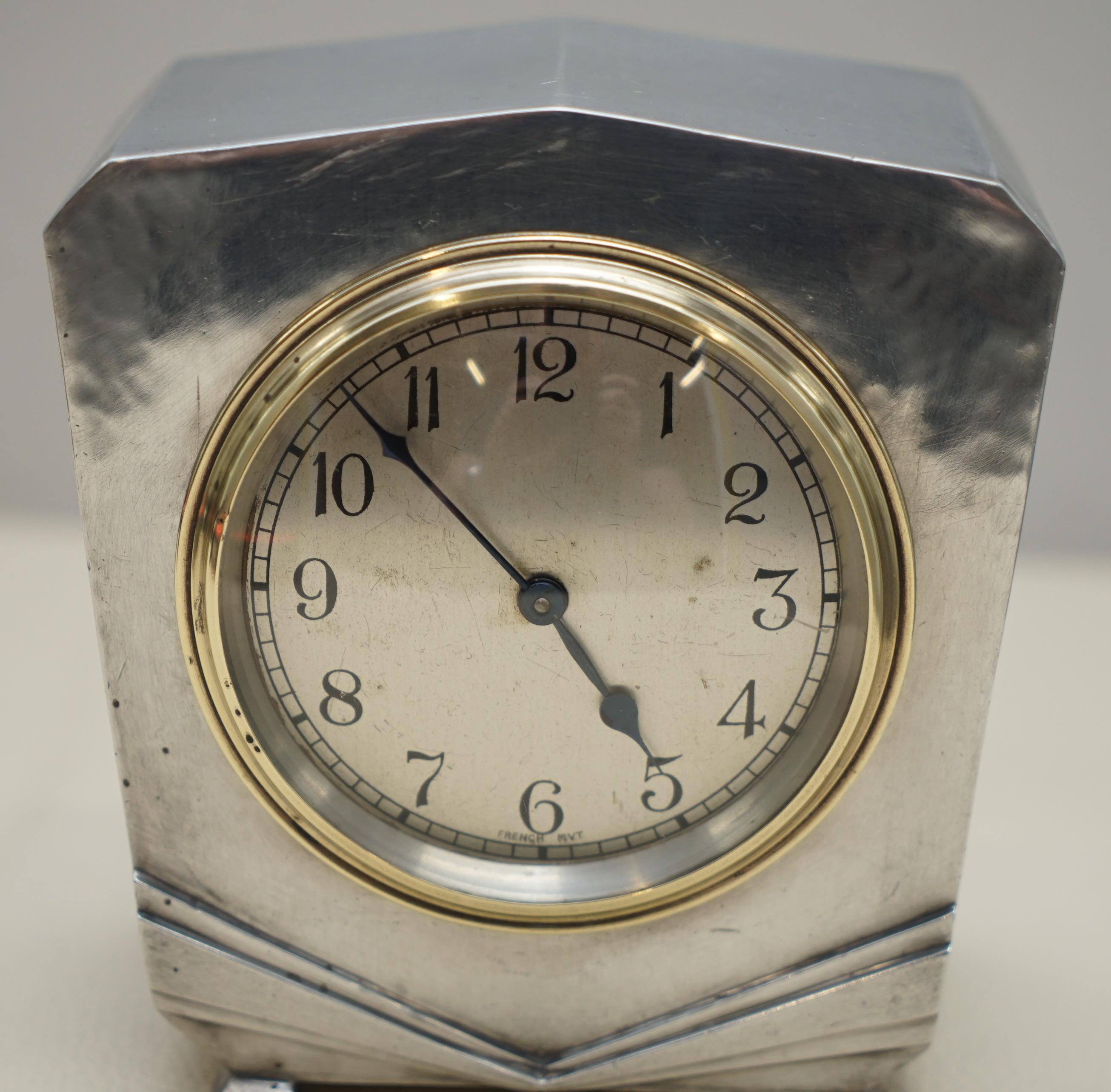 Rare 1936 Liberty's London Tudric Pewter Mantel Clock Highly Collectable Piece 1