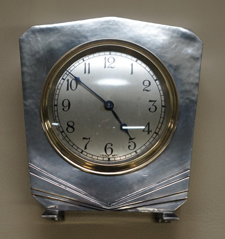 Rare 1936 Liberty's London Tudric Pewter Mantel Clock Highly