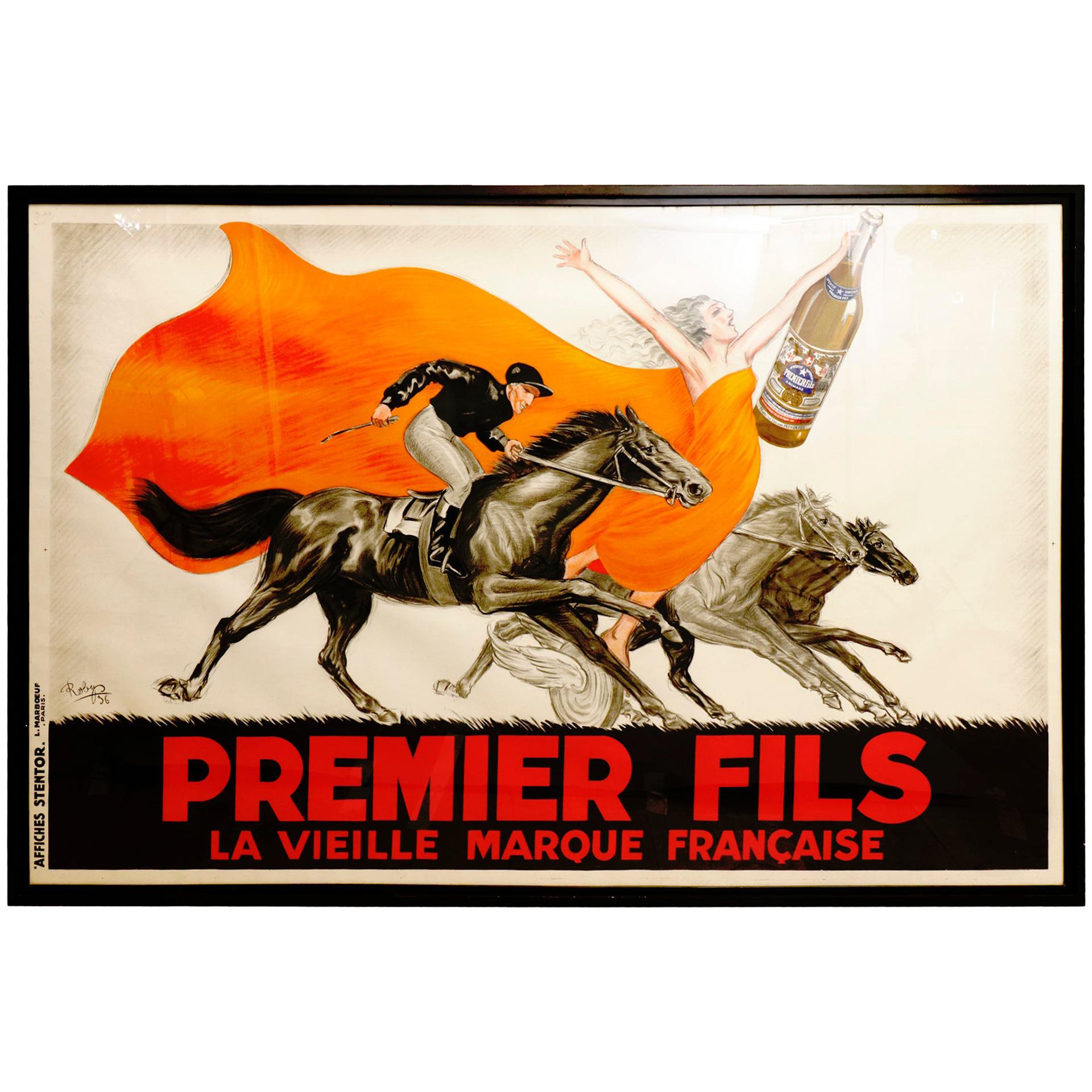 Rare 1936 Poster by Robys: "Premier Fils" Aperitif: Large Format