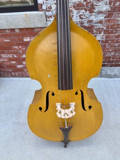 Rare 1939 Aluminum Double Bass by G. A. Pfretzschner, faux birdseye maple