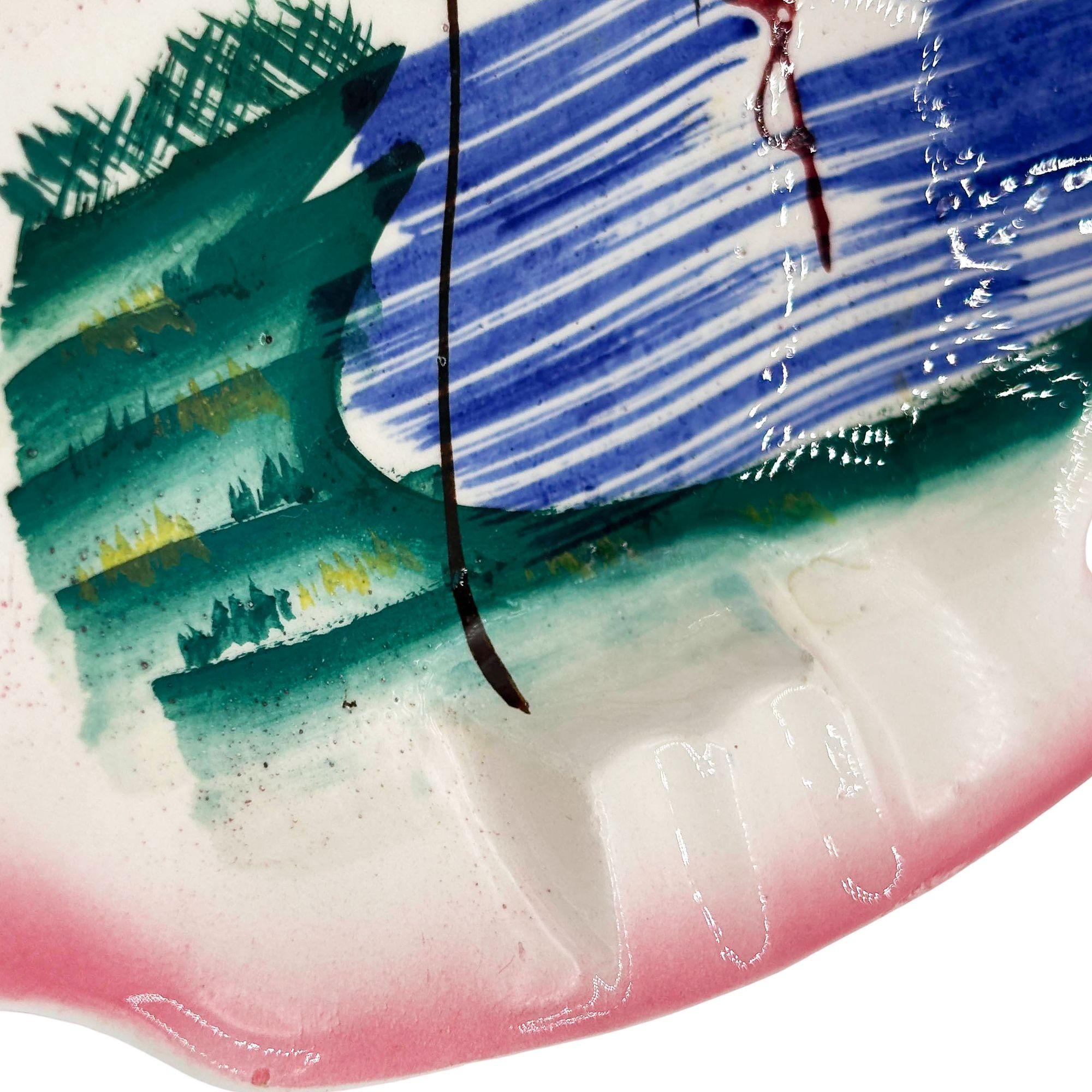 Raro Cenicero de Cerámica Biomórfica Flamenco Rosa Florida de 1940 de Kenmar Estadounidense en venta