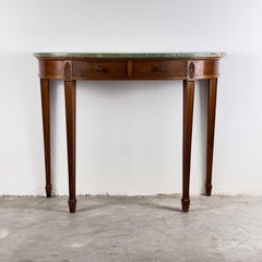 Rara consola de Paolo Buffa de 1940 en nogal con tapa de mármol verde malaquita