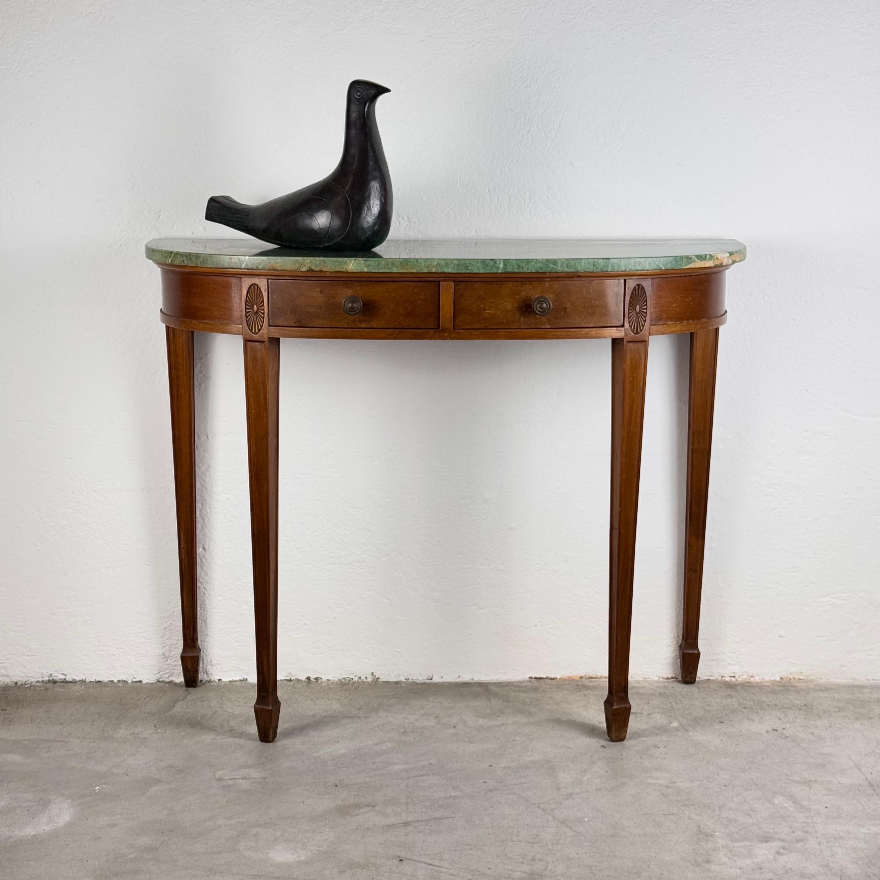 Mid-Century Modern Rare console de 1940 de Paolo Buffa en noyer avec dessus en marbre malachite vert en vente