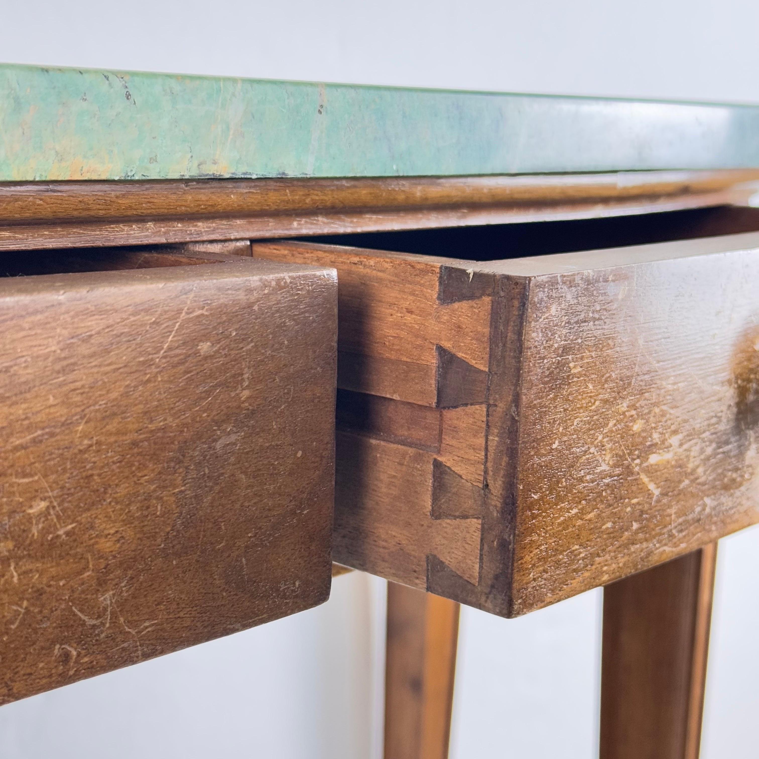 Rare console de 1940 de Paolo Buffa en noyer avec dessus en marbre malachite vert en vente 1