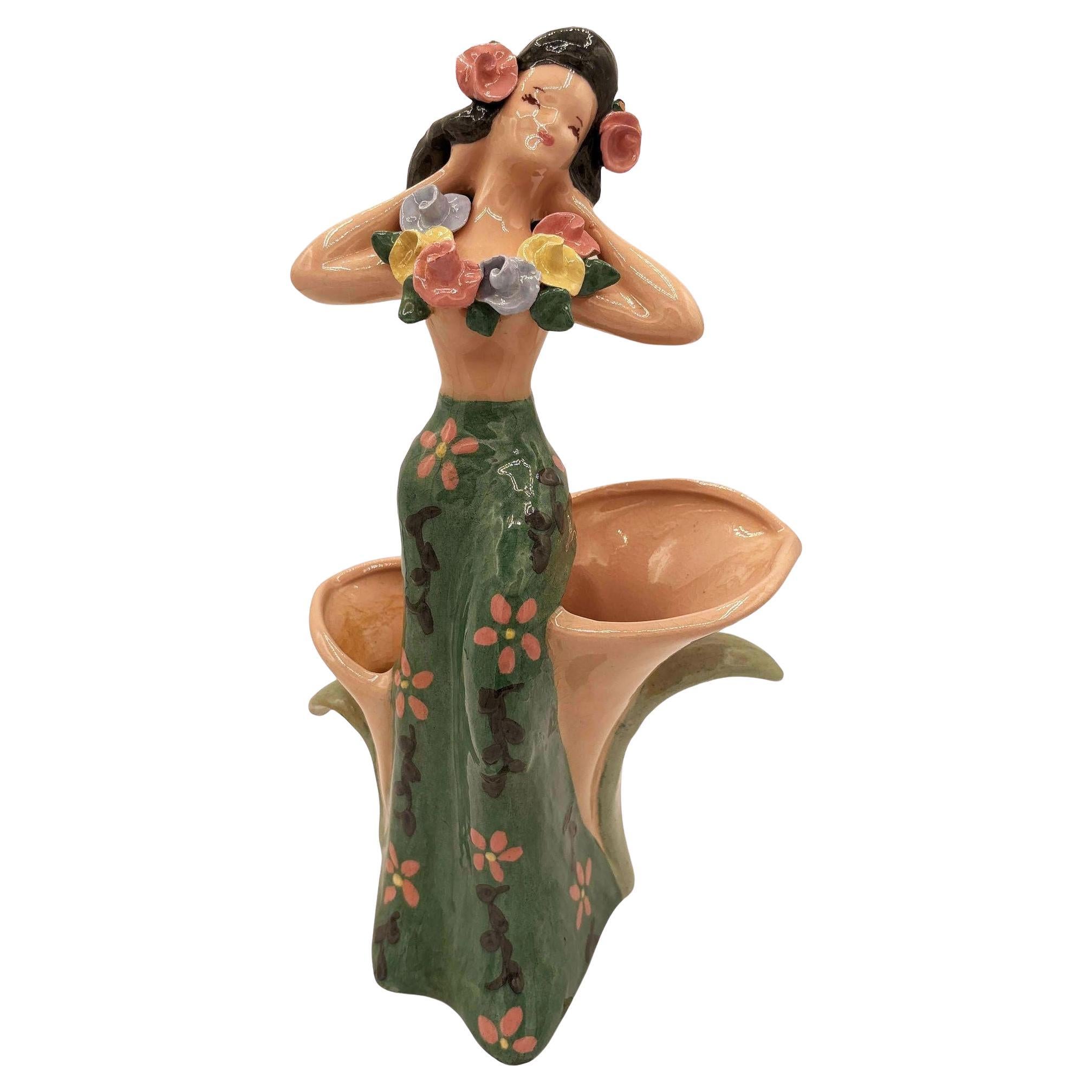 Rare 1940 Dancing Hula Girl Vase by Kaye of Hollywood Dorette Saltzman