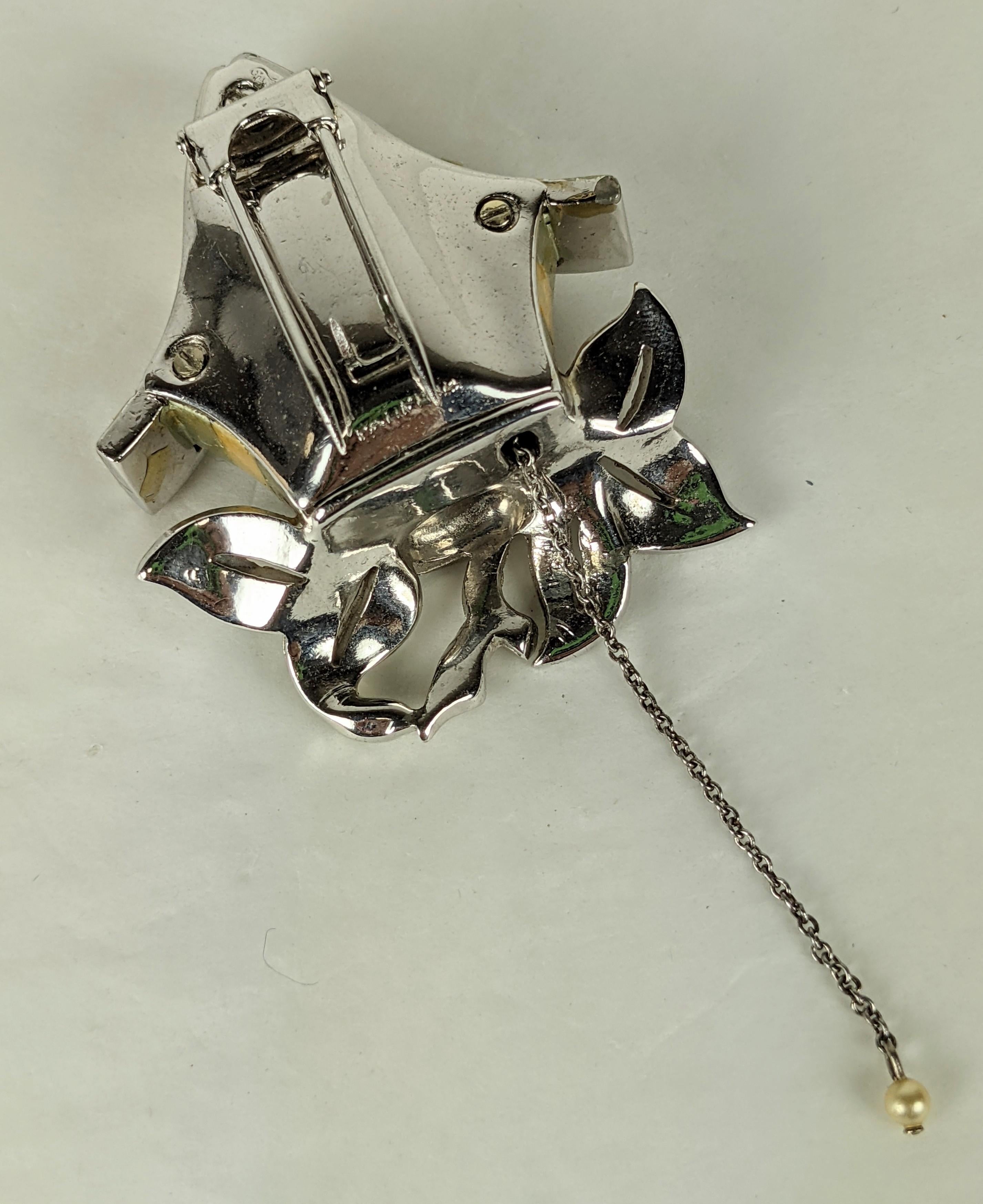  Rare 1940 Marcel Boucher Mechanical Tremblant Cuckoo Clock Clip  For Sale 4