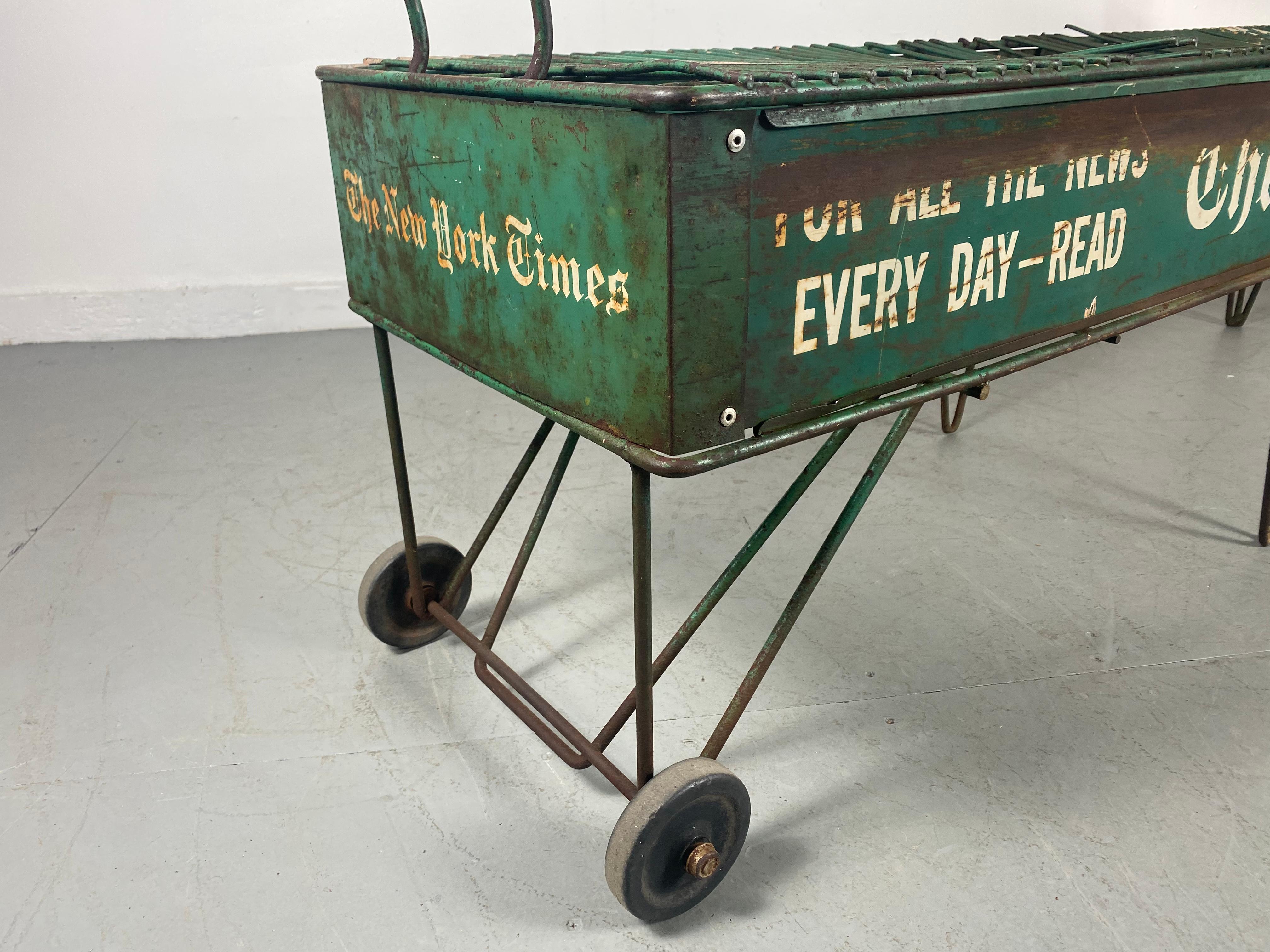 Folk Art Rare 1940's /50's New York Times Newspaper Display Cart, News Stand For Sale