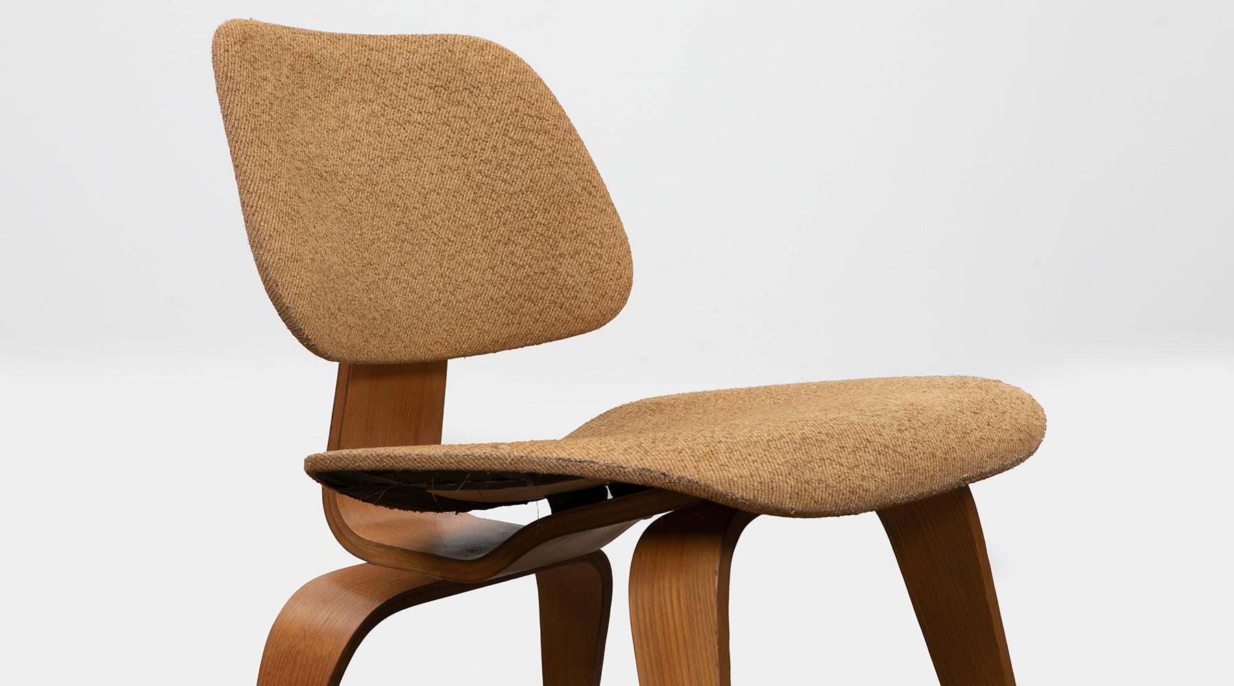 Rare 1940s Ash Plywood and Fabric LCW Chair by Charles & Ray Eames 