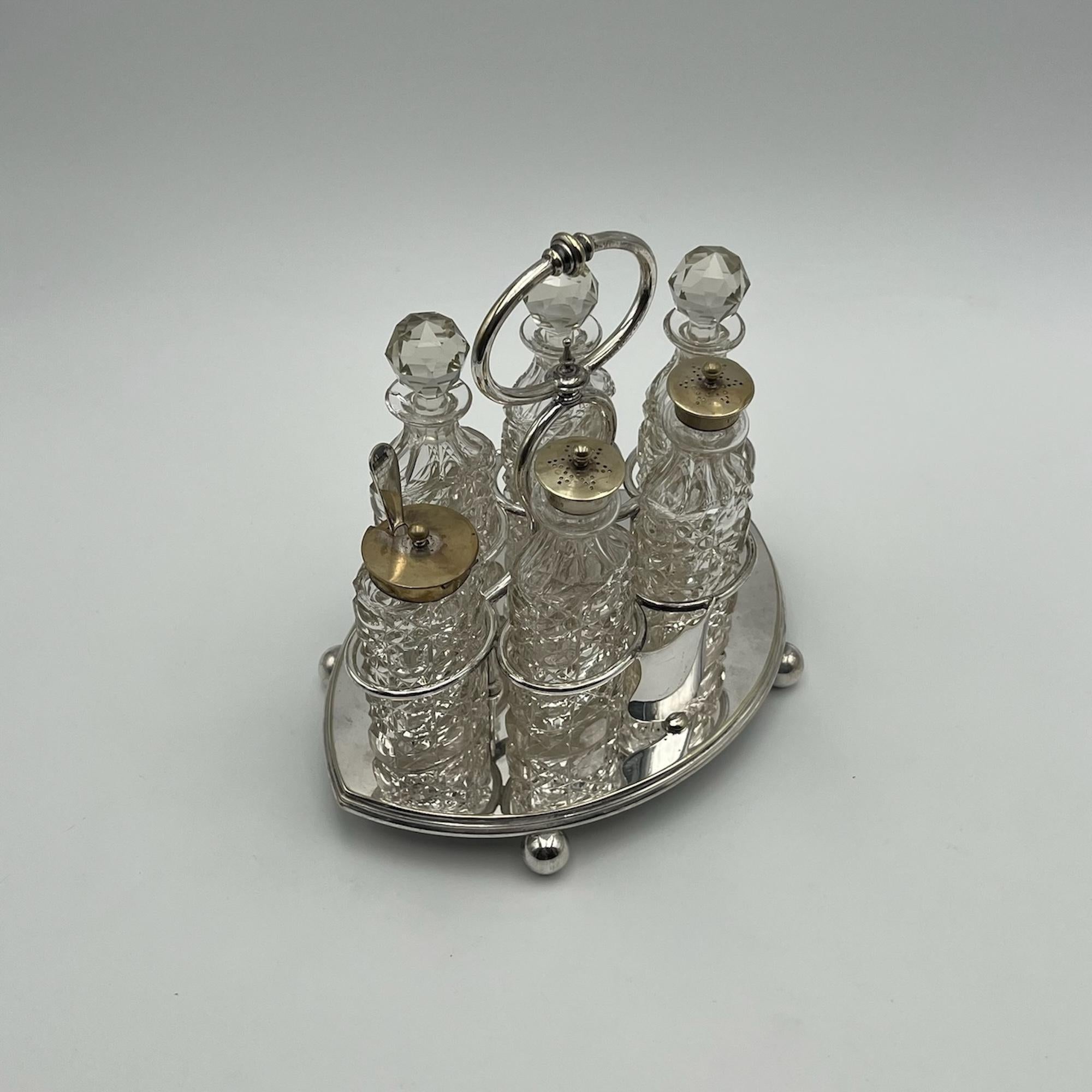 Rare 1940s Crystal Ampoule Set with Accessories - English Craftsmanship 5