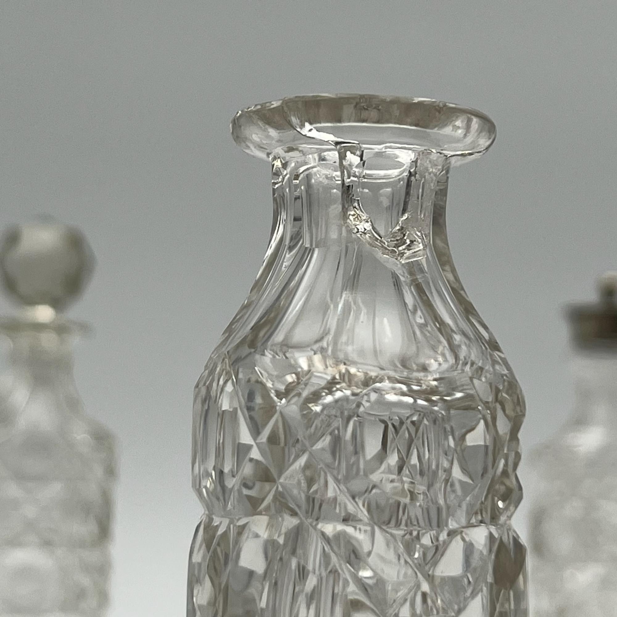 Rare 1940s Crystal Ampoule Set with Accessories - English Craftsmanship 2