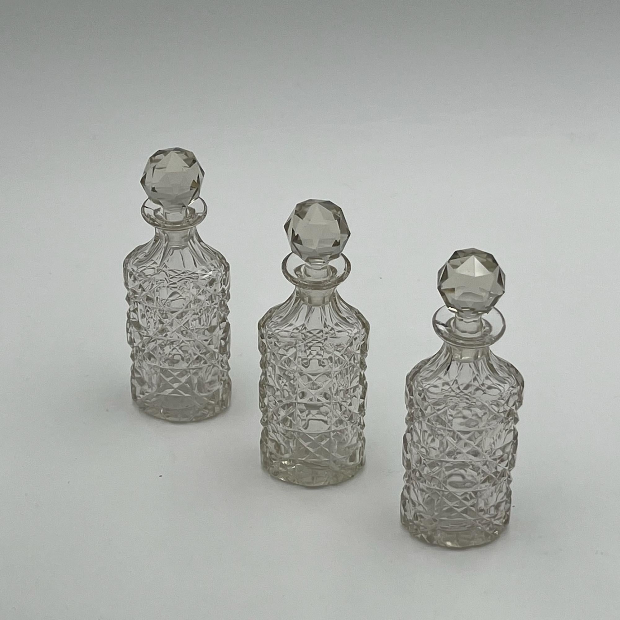 Rare 1940s Crystal Ampoule Set with Accessories - English Craftsmanship 3