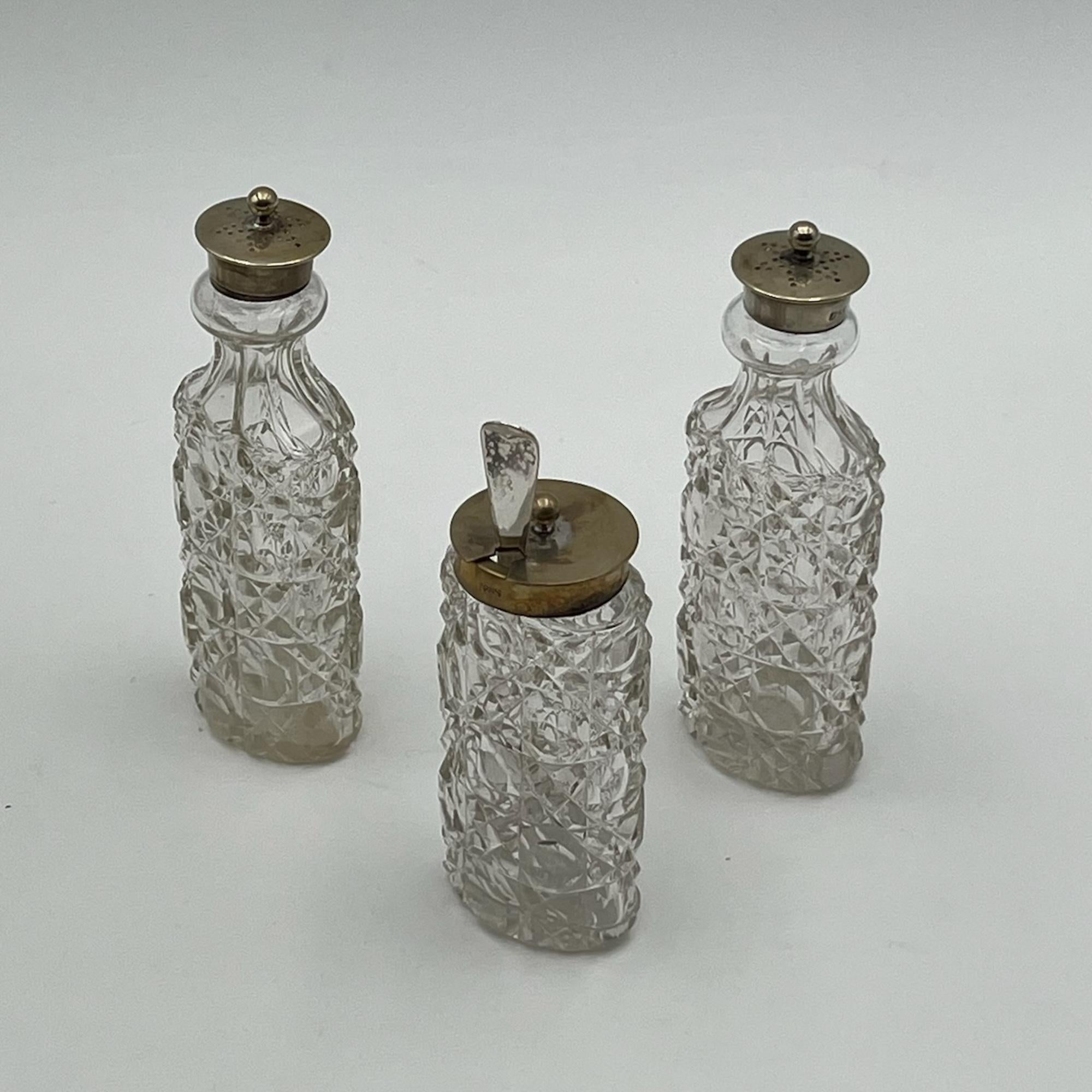 Rare 1940s Crystal Ampoule Set with Accessories - English Craftsmanship 4