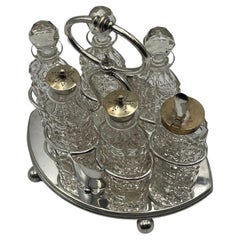 Vintage Rare 1940s Crystal Ampoule Set with Accessories - English Craftsmanship